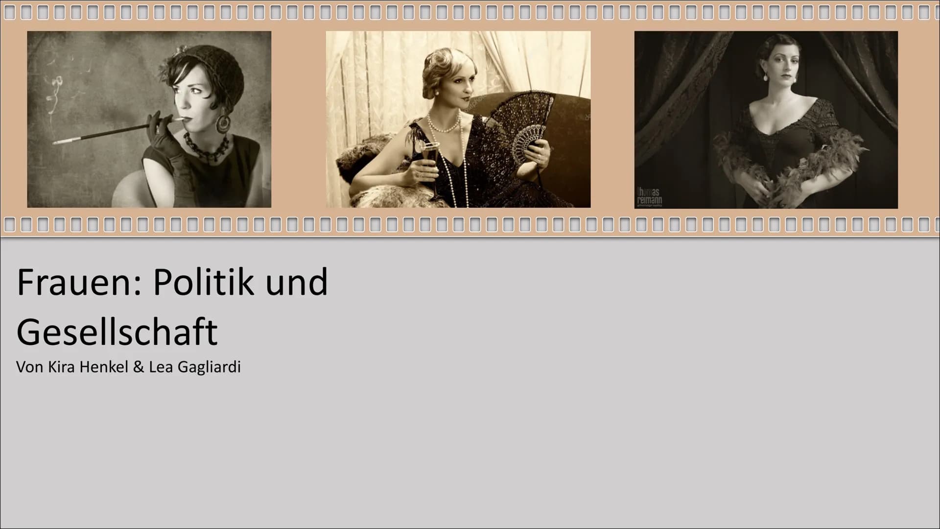 # Frauen: Politik und
Gesellschaft
Von Kira Henkel & Lea Gagliardi Gliederung
1. Allgemeines
2. Die „neue Frau“
3. Politik
3.1 Parteie
