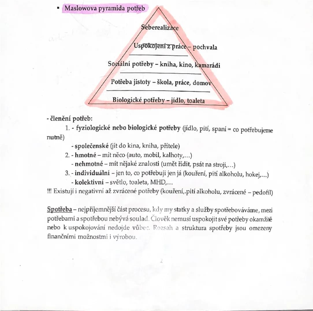 - ■ Maslowova pyramida potřeb
Seberealizace
Uspokojení z práce - pochvala
Sociální potřeby - kniha, kino, kamarádi
Potřeba jistoty - ško