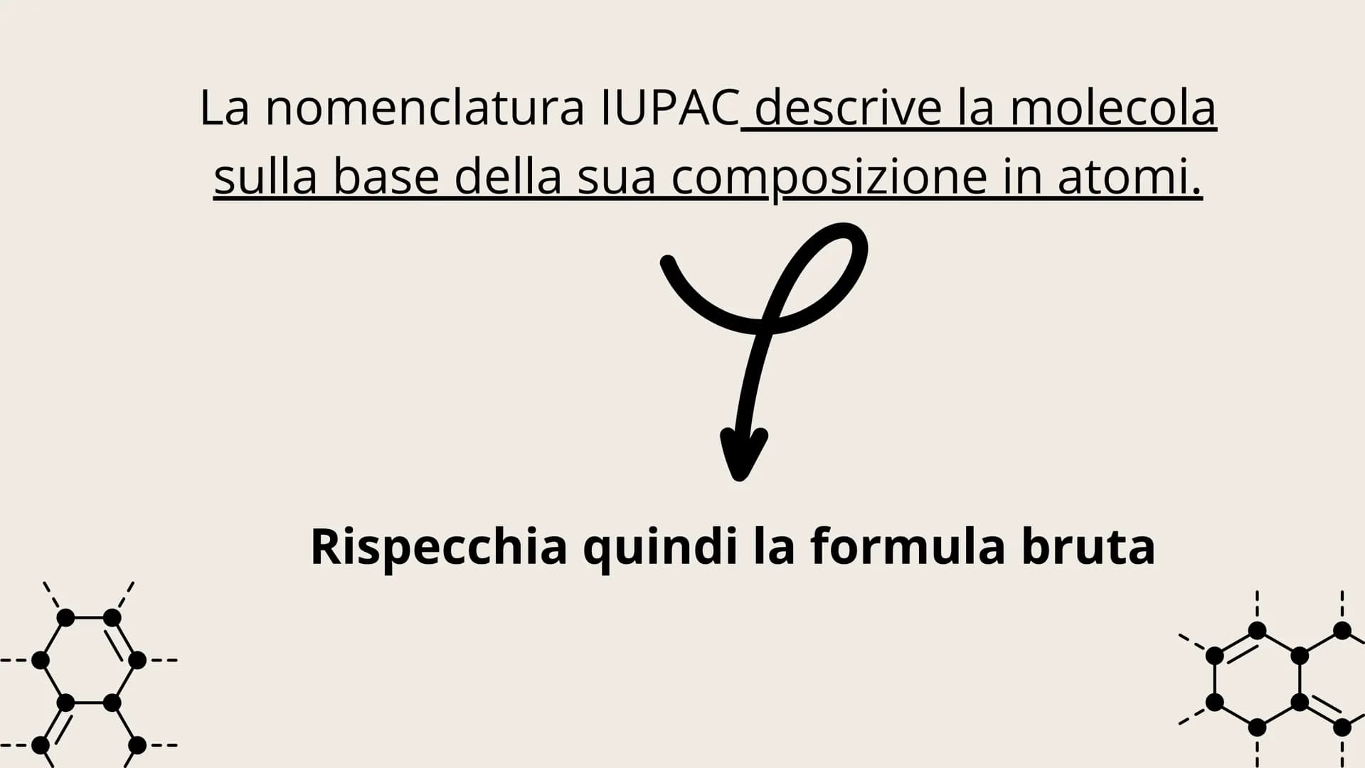 # 01
NOMENCLATURA Conosciamo due tipi di nomenclatura
IUPAC Tradizionale La nomenclatura IUPAC descrive la molecola
sulla base della sua