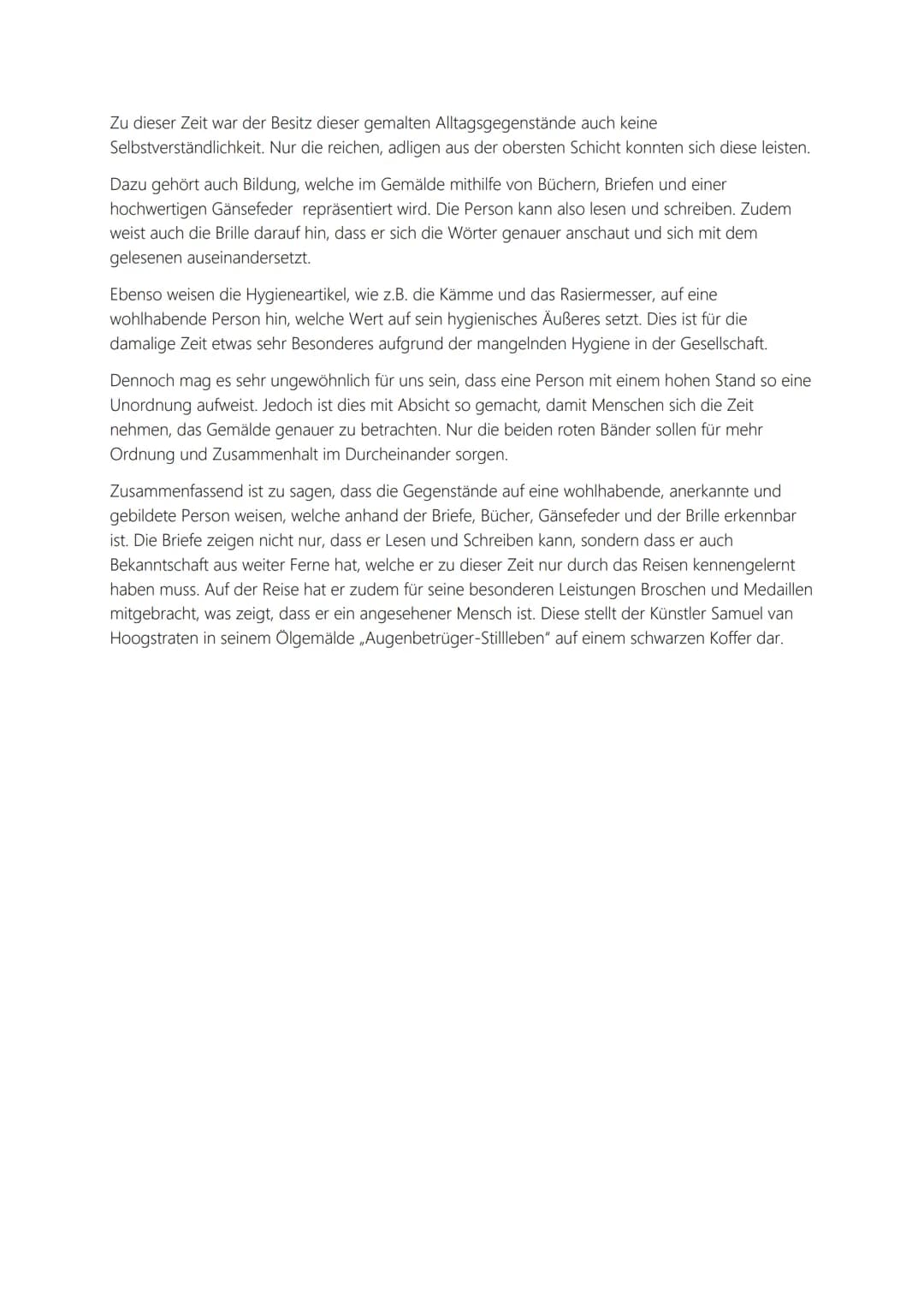 # Bildinterpretation
Das Augenbetrüger-Stillleben" ist eines der bekanntesten Ölgemälden vom niederländischen
Maler und Kunsttheoretiker Sa
