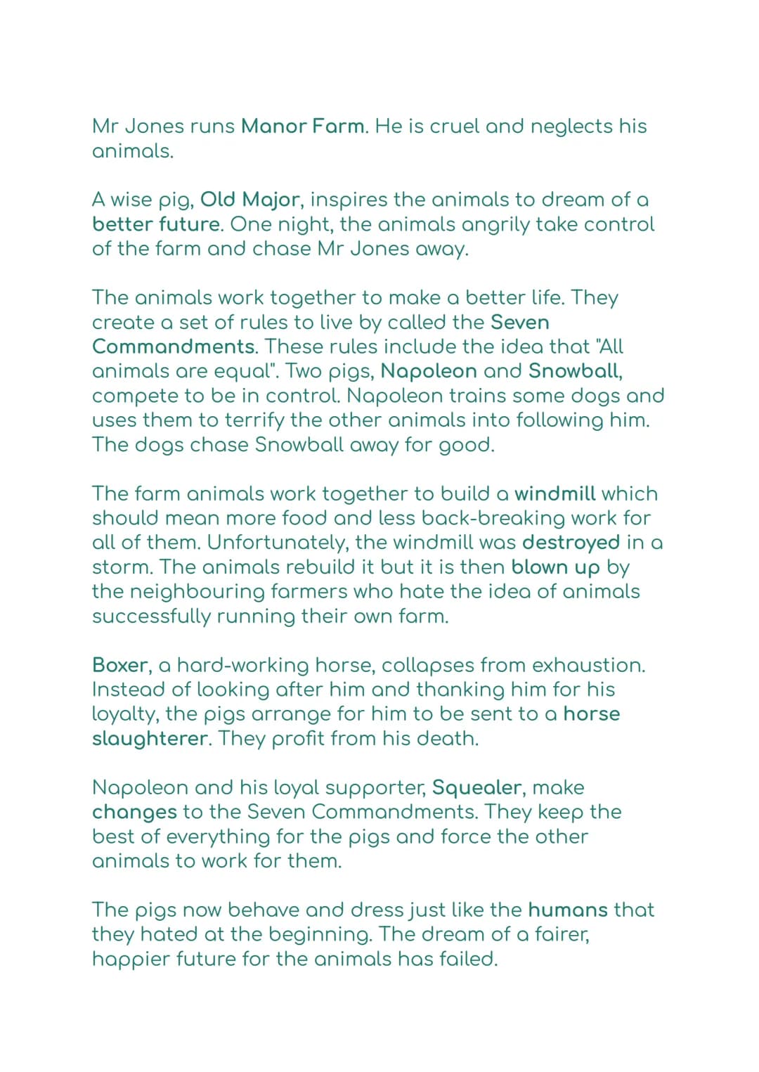 # Animal Farm:
Written By: Study.Life
Key Points:
* Animal Farm is a fable which means it teaches the
reader a moral lesson.
* It is t