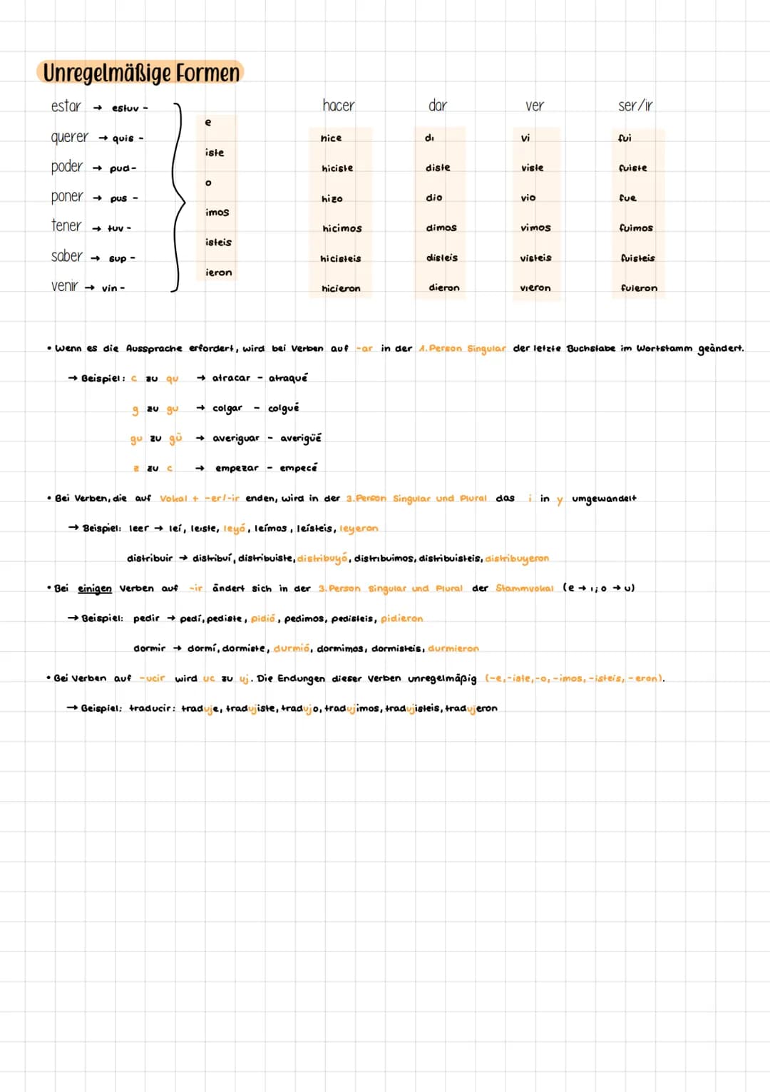 # Pretérito indefinido
Bildung
| | -ar | -er | -ir |
| :---------- | :-------- | :---------- | :-------- |
|