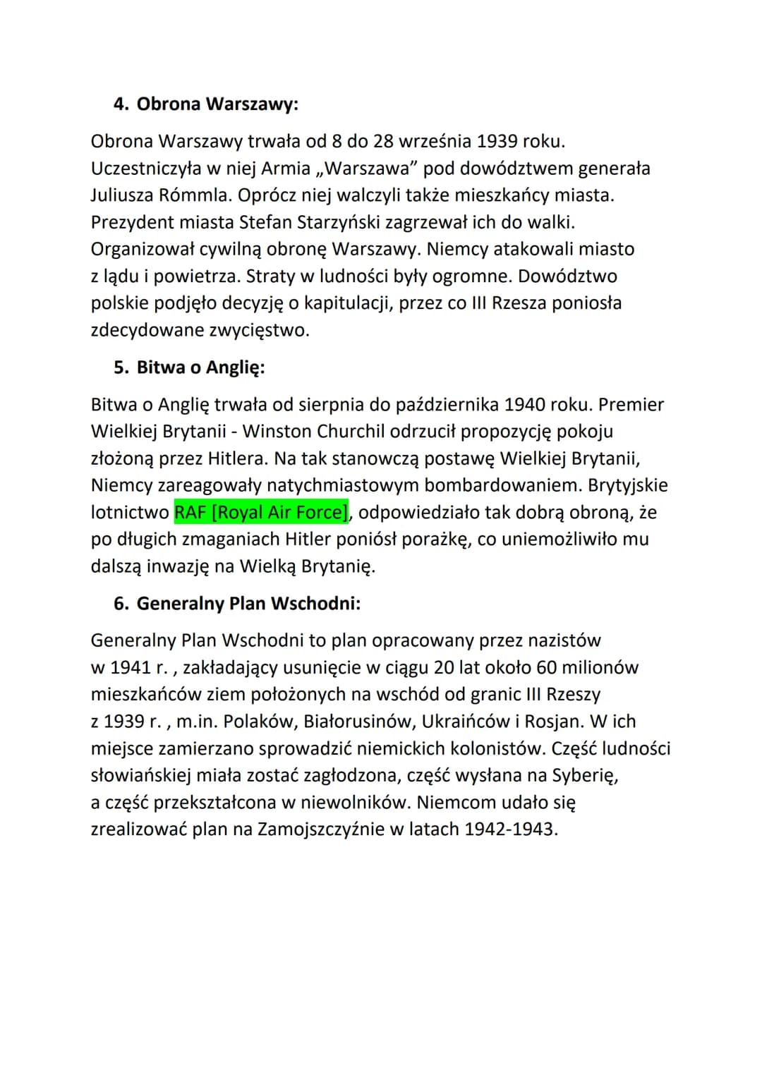 "II wojna światowa"
1. Daty:
01.09.1939 r. - III Rzesza atakuje Polskę (wubuch II wojny
światowej)
17.09.1939 r. - ZSRS atakuje Polskę
22