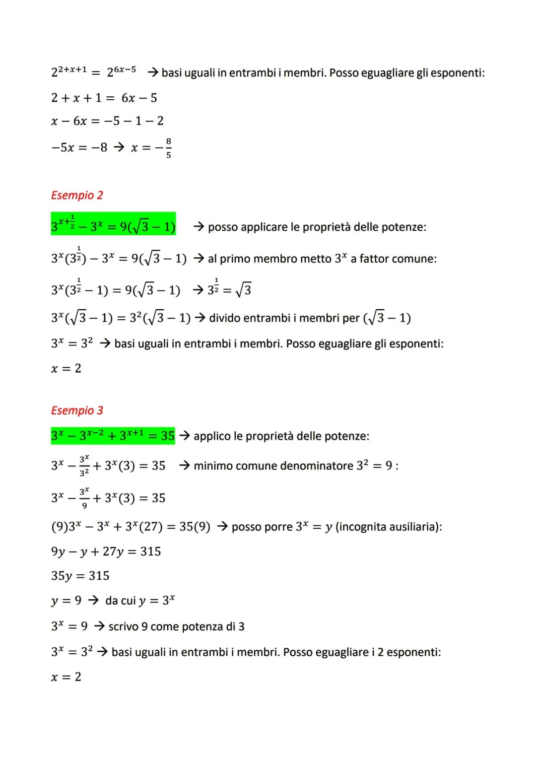 # EQUAZIONI E DISEQUAZIONI
# ESPONENZIALI
EQUAZIONI
$a^x = b$
Regola generale: $a^x = b \rightarrow log_a(b) = x$
| Condizioni | Soluzio