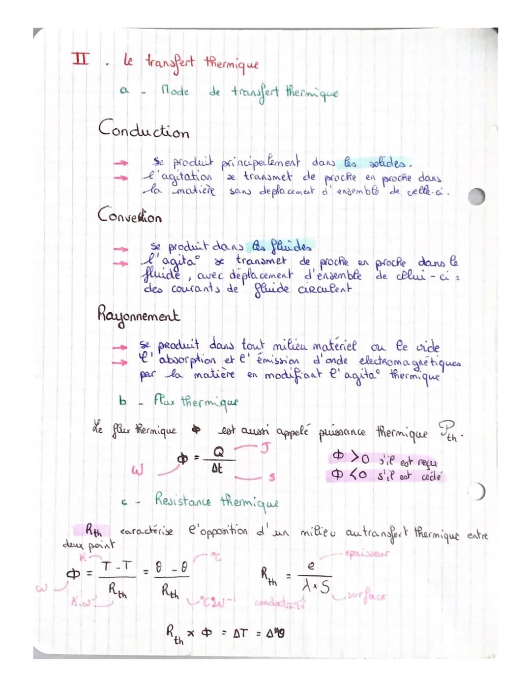 Thermodynamique
I- 1 principe
$\Delta$U=W+Q
E. interne
E. thermique
transferée
Travail W
Travail de la force pressante par un gaz sur