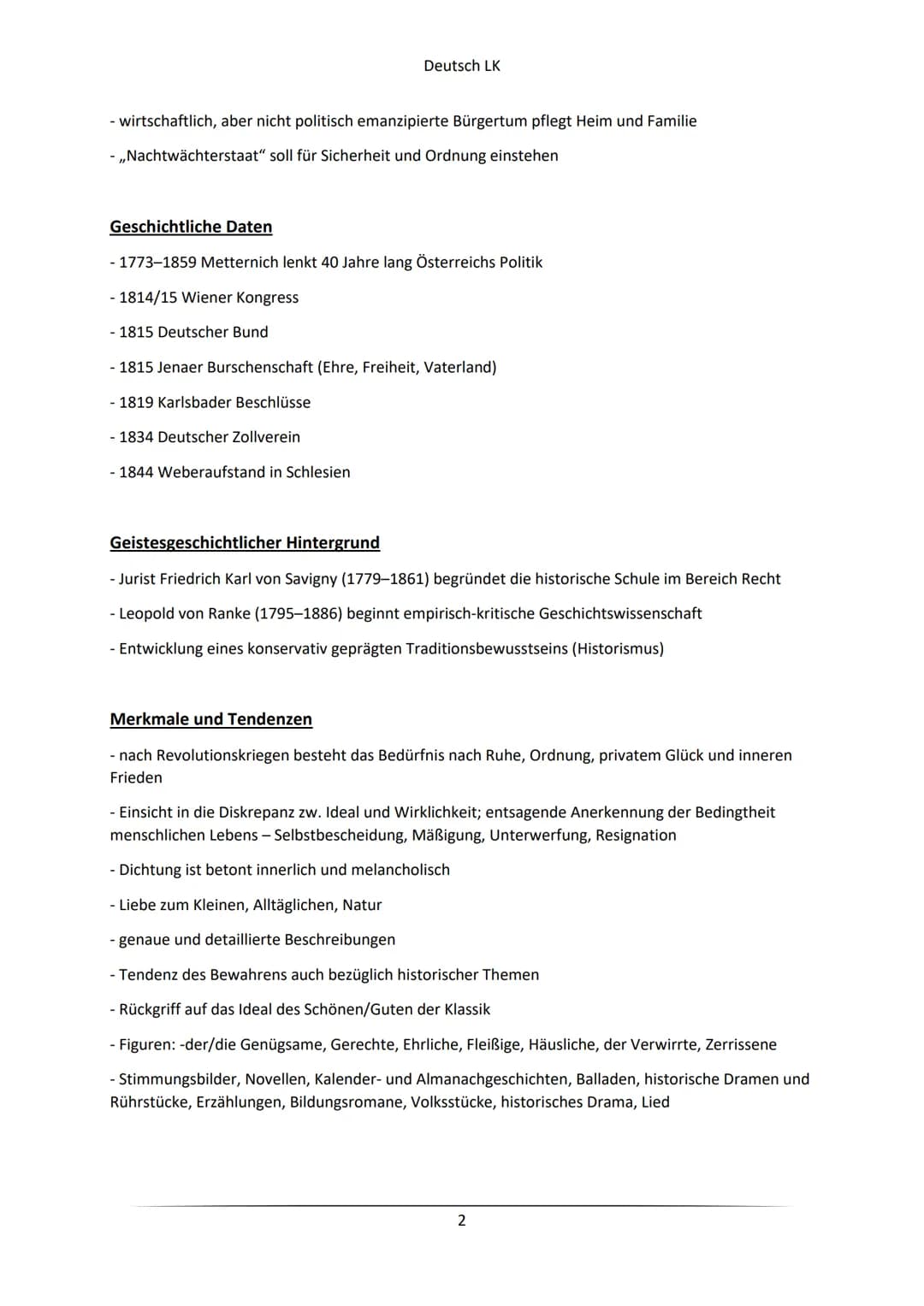 Deutsch LK
# Frührealismus (1815-1848)
Spaltung in 2 Strömungen, die parallel zueinander verlaufen
-> Biedermeier
-> Vormärz/ Das junge