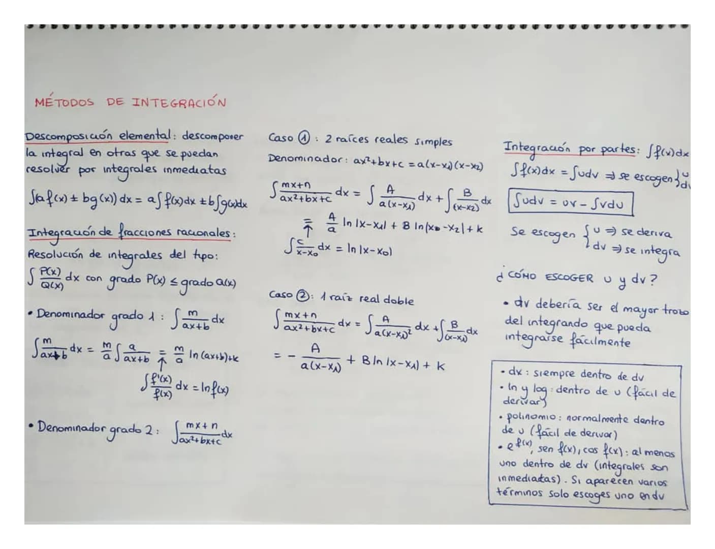 # MÉTODOS DE INTEGRACIÓN
Descomposición elemental: descomposer
la integral en otras que se puedan
resolver por integrales inmediatas
$J(a