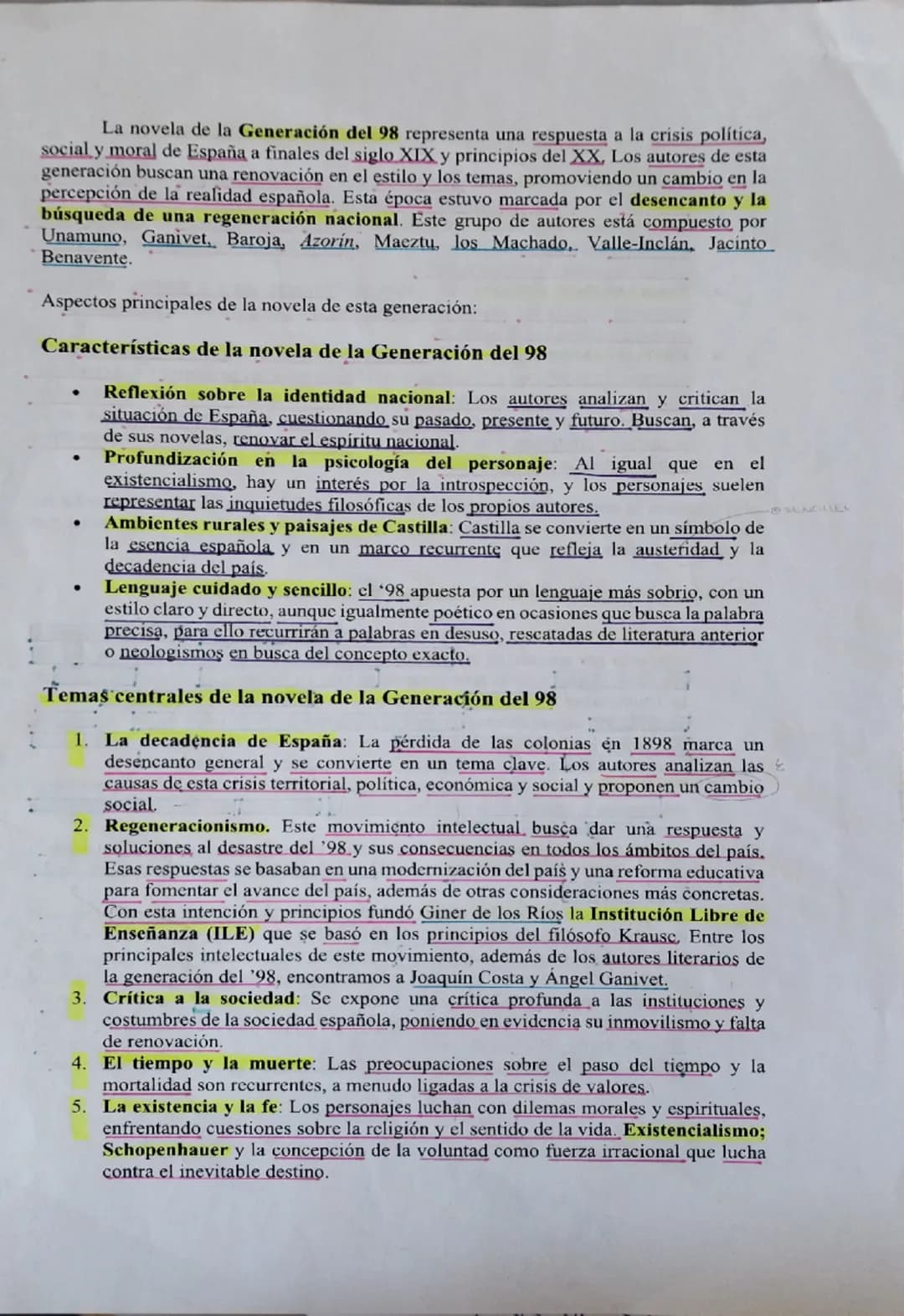 La novela de la Generación del 98 representa una respuesta a la crisis política,
social y moral de España a finales del siglo XIX y principi