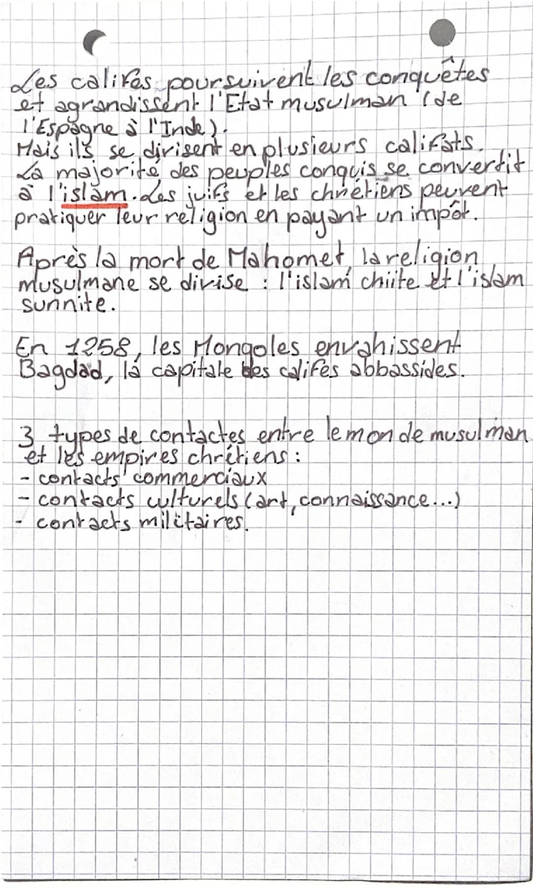 Lana
RE
# histoire
L'empire musulman musulmansdu
le Coran: livre sacré des musulmans.
contenant les paroles que dieu au dites à Mahomet.
a
