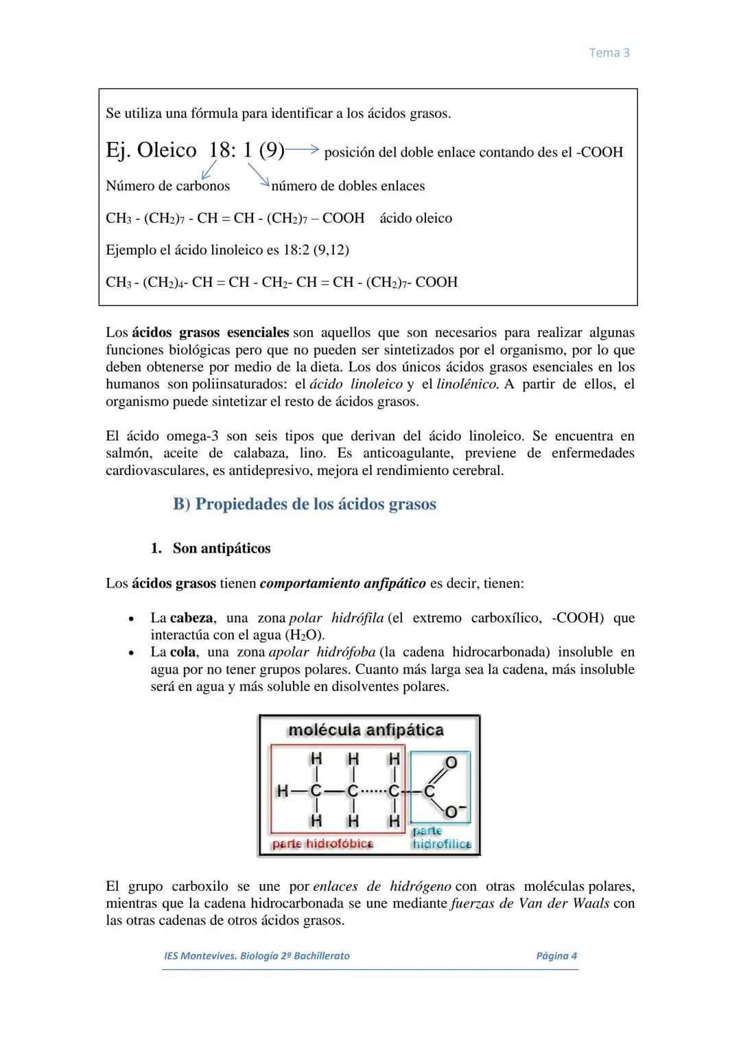 TEMA 3 LOS LÍPIDOS
I. Concepto y Características generales
II. Clasificación de los lípidos
III. Ácidos Grasos
IV. Lípidos saponificables
V