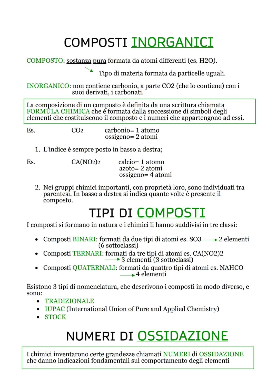 # COMPOSTI INORGANICI
COMPOSTO: sostanza pura formata da atomi differenti (es. H2O).
Tipo di materia formata da particelle uguali.
INORGA