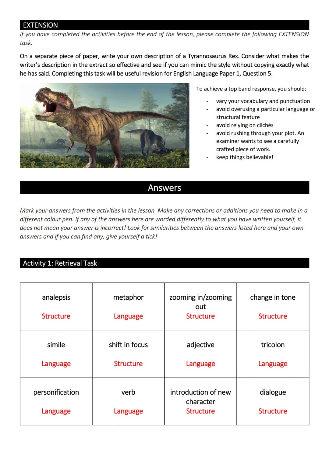 # AQA English Language Paper | Revision
Questions 1 and 2
In this lesson, we will be revising for AQA English Language Paper 1. We will on