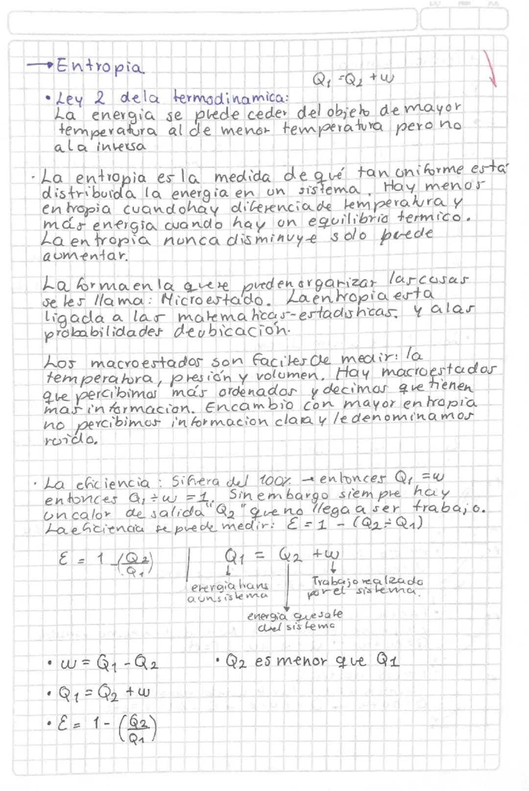 →→Termodinamica
Rama de la Cisica que estudia la relacion entre el
movimiento y la temperahura.
$W=P.\Delta V$ | P→Presión.
Trabajo: Fuerza