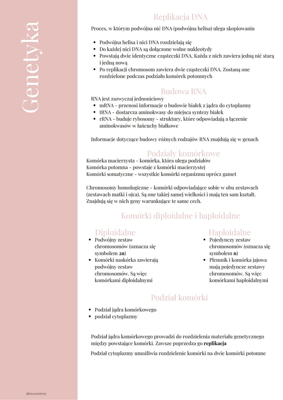 @futureviolinist
# Genetyka
## Czym jest genetyka?
Genetyka jest to nauka zajmująca się dziedziczeniem cech oraz zmiennością
organizmu. Z