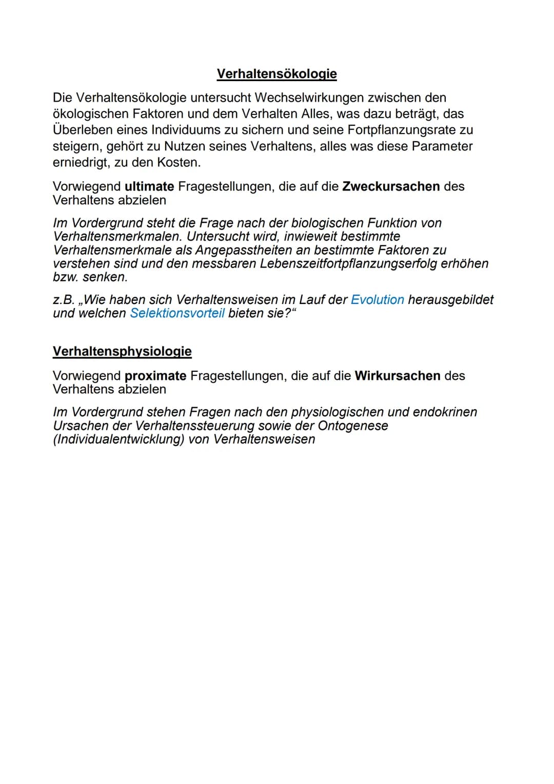 # Verhaltensökologie
Die Verhaltensökologie untersucht Wechselwirkungen zwischen den
ökologischen Faktoren und dem Verhalten Alles, was daz