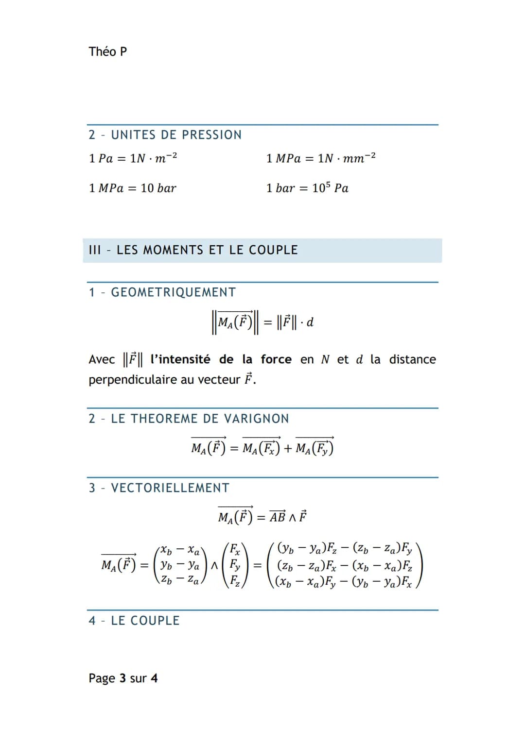 Théo P
M-SCIENCES INGENIEUR
MODELISATION DES ACTIONS MECANIQUES
I - LE VECTEUR
1 - DEFINITION D'UN VECTEUR
Un vecteur est défini par un
