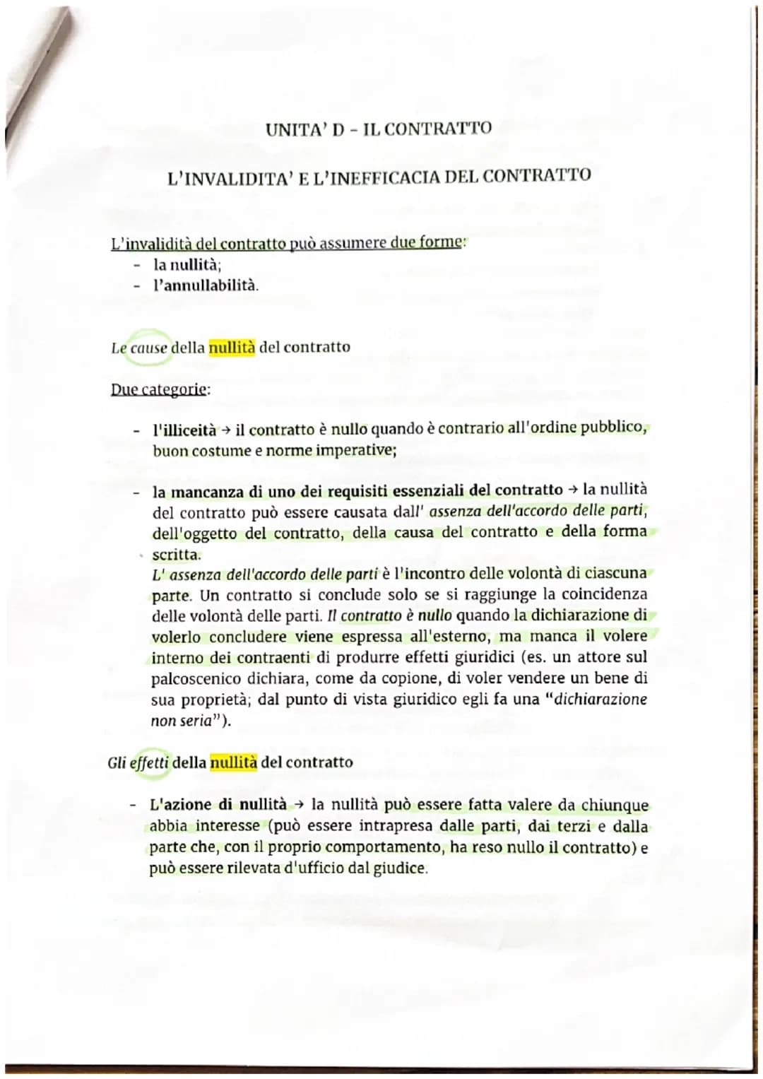 # UNITA' DIL CONTRATTO
LEZIONE 1 - FORMAZIONE ED EFFETTI DEL CONTRATTO
Il contratto = L'accordo di due o più parti per costituire, regolar