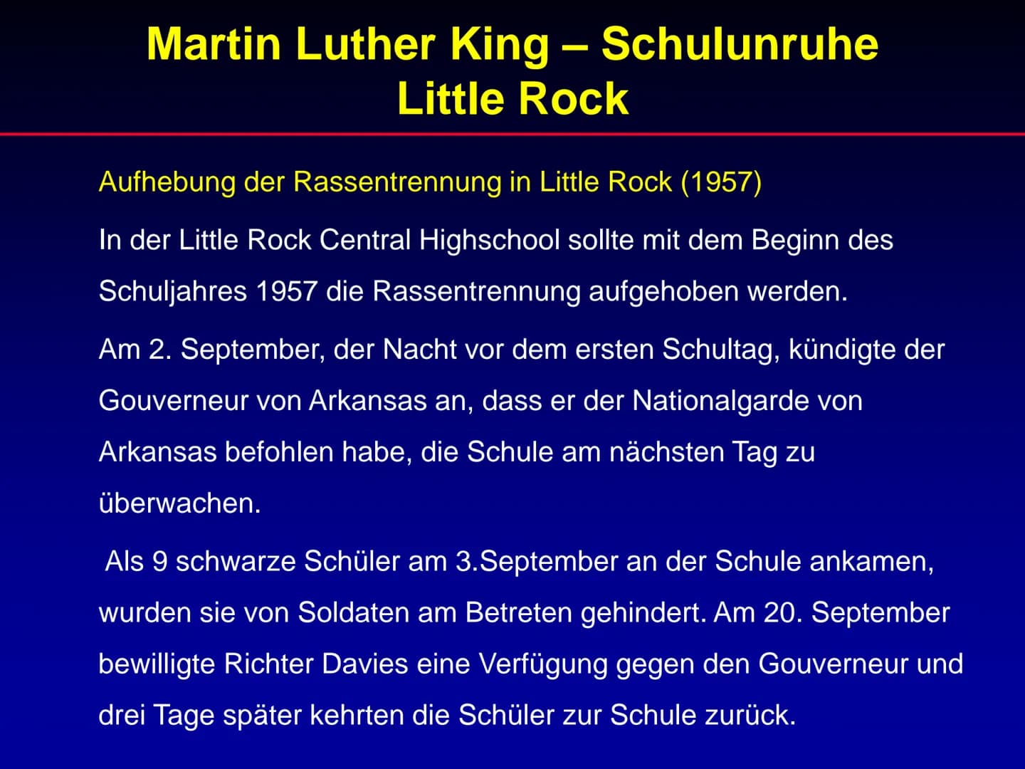 # Martin Luther King
Referat Martin Luther King
1. Lebenslauf
2. Wichtige Ereignisse während der Zeit von
Martin Luther King
3. Rede „I ha