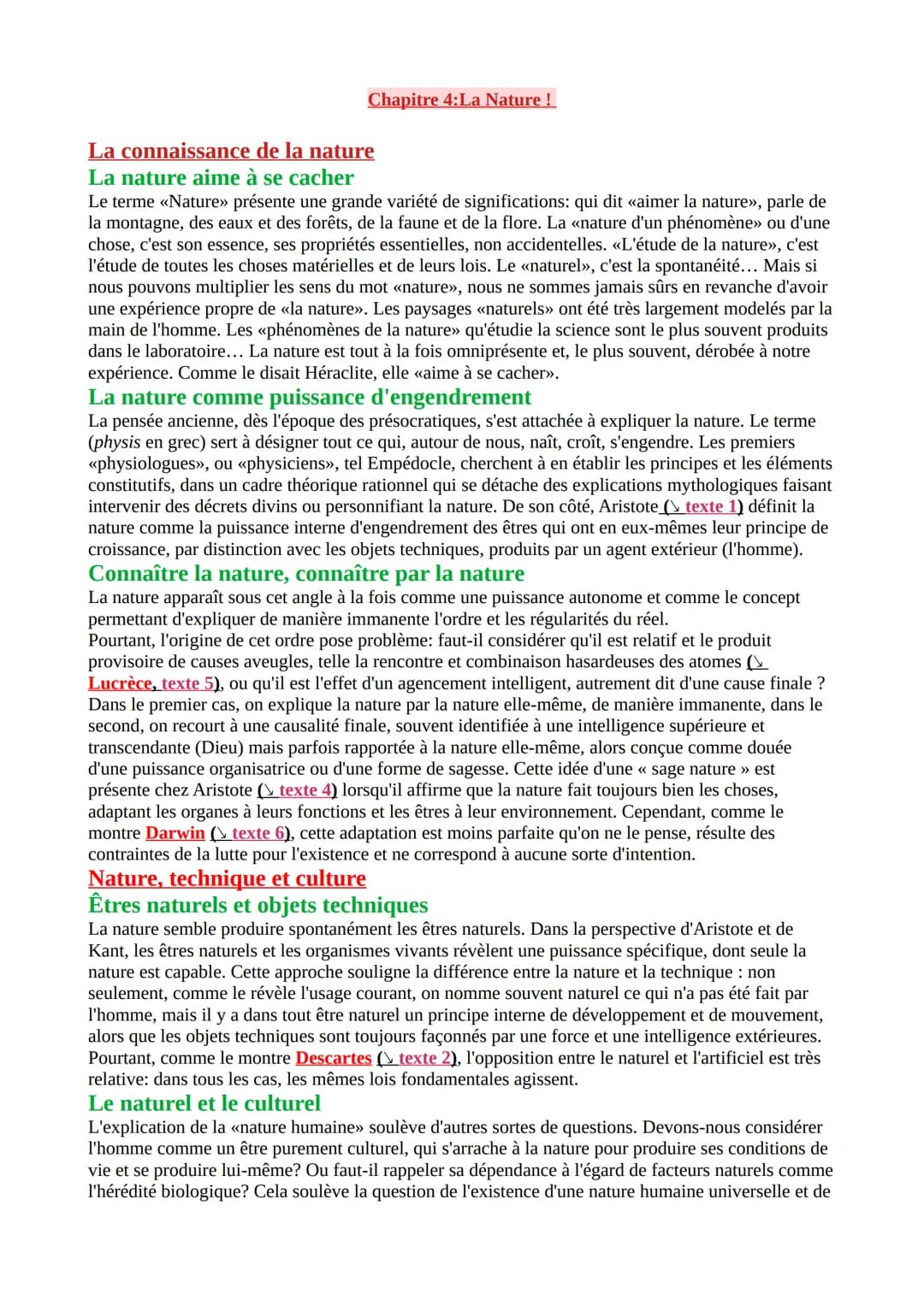 # Chapitre 4:La Nature !
La connaissance de la nature
La nature aime à se cacher
Le terme <<Nature» présente une grande variété de signif