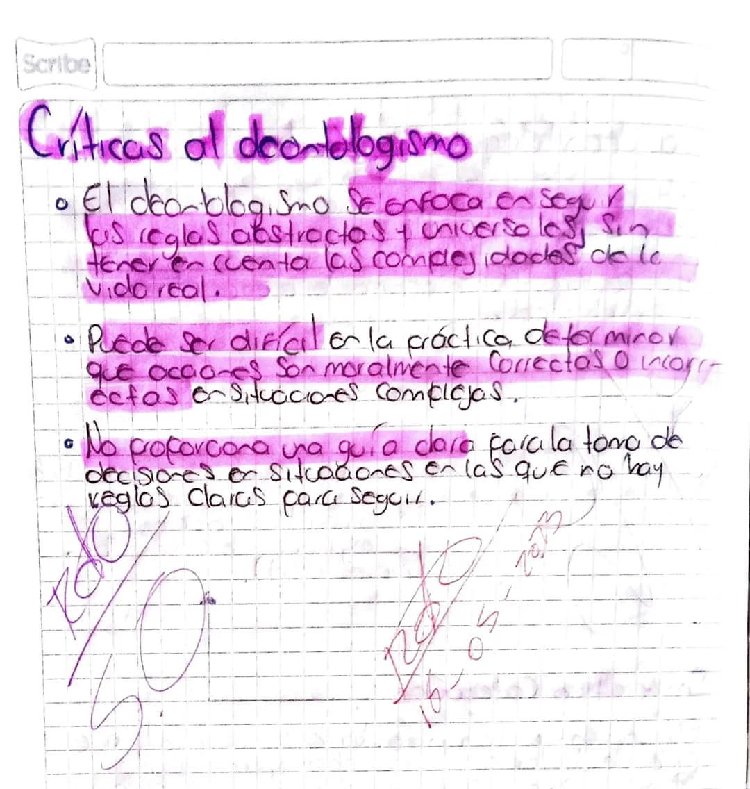 Scribe
# Etica deontológica de Kont
Kant propone que los occores éticos Siguer
reglas morales universales, cora distinguir el
gen del mal. E