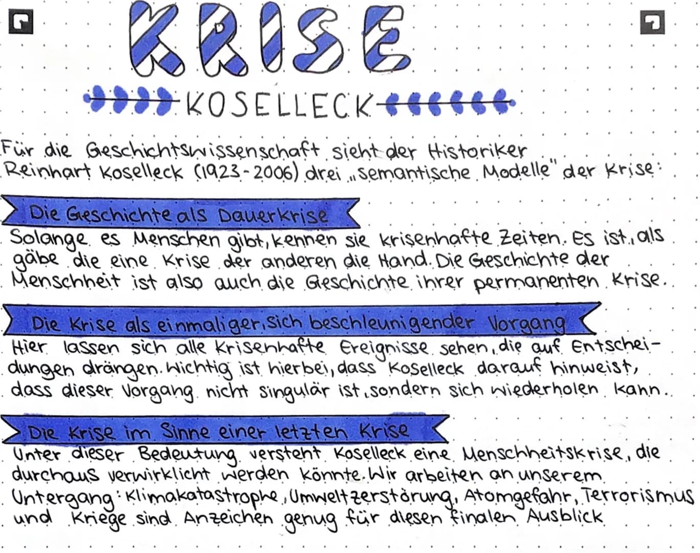 G
# KRISE
### KOSELLECK
Für die Geschichtswissenschaft sieht der Historiker
Reinhart Koselleck (1923-2006) drei Semantische Modelle der Kr