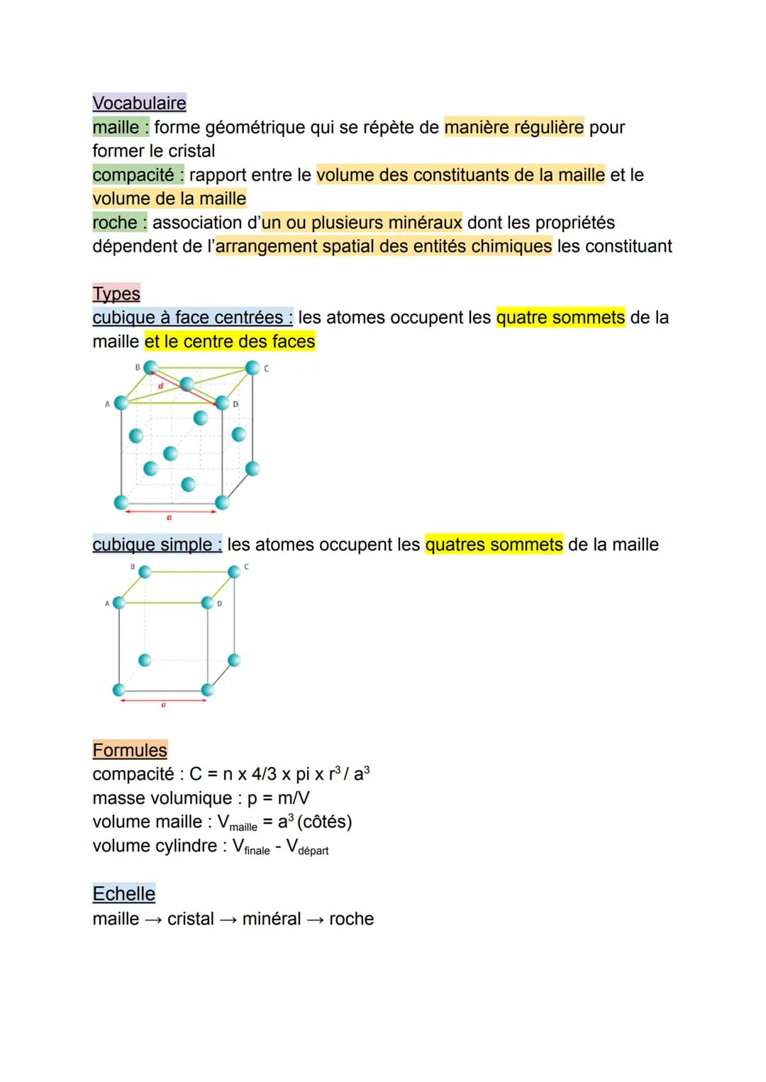 # Les cristaux
Vocabulaire
minéral: solide naturel inerte, le plus souvent cristallisé, et caractérisé
par sa composition chimique ainsi q