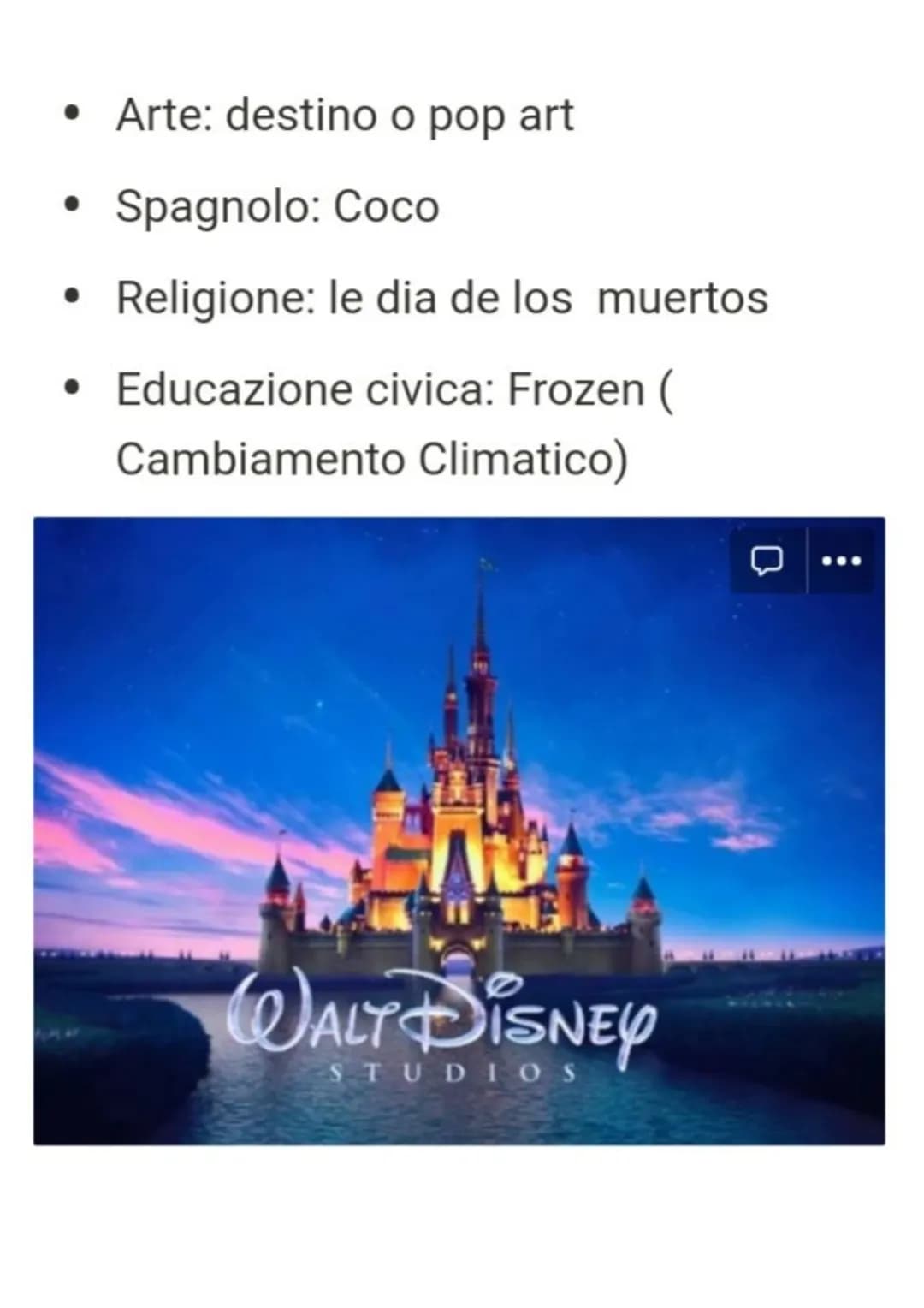 # DISNEY
- Italiano: Peter Pan (il fanciullino di
Giovanni Pascoli)
- Geografia: Mulan (Cina) o Oceania (
Oceania) o Re leone (Africa)
- In