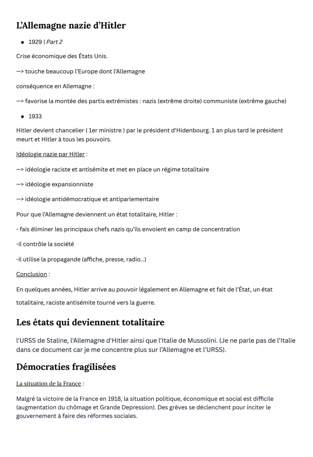 # Histoire
Expériences totalitaires et démocraties fragilisées
Vocabulaire
*Régime totalitaire: système politique dans lequel l'état exer