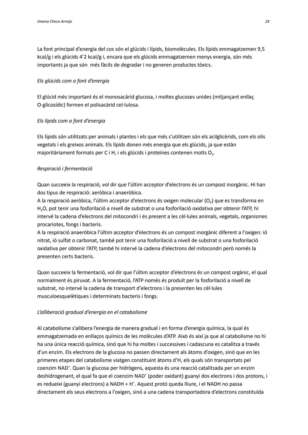Jimena Checa Armijo
Dictat trimestral biologia
El metabolisme
És un conjunt de reaccions químiques que tenen lloc a l'interior de la cèl·