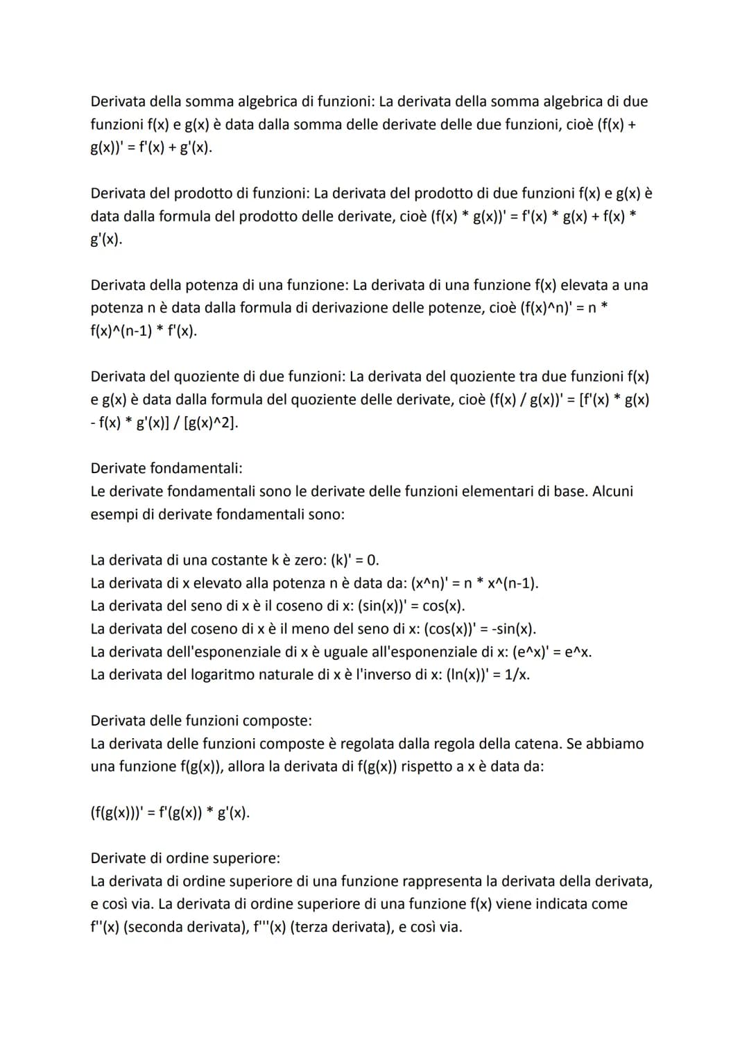 MATEMATICA FORMULE E REGOLE
Modulo 1: Funzione, dominio, codominio, funzioni notevoli
Modulo 2: rapporto incrementale e di derivata, studio