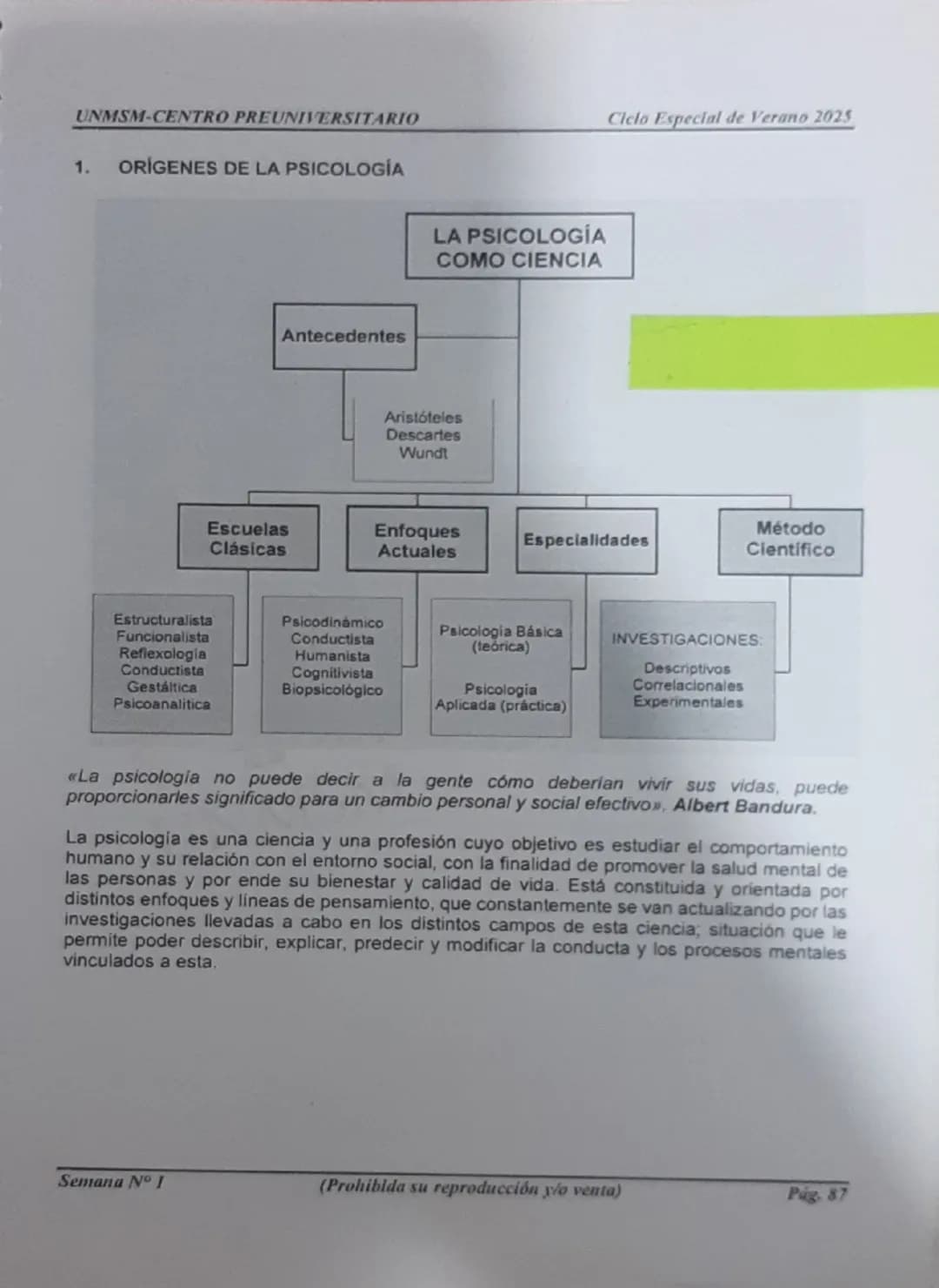 UNMSM-CENTRO PREUNIVERSITARIO
1. ORÍGENES DE LA PSICOLOGÍA
LA PSICOLOGÍA
COMO CIENCIA
Antecedentes
Aristóteles
Descartes
Wundt
Ciclo Es