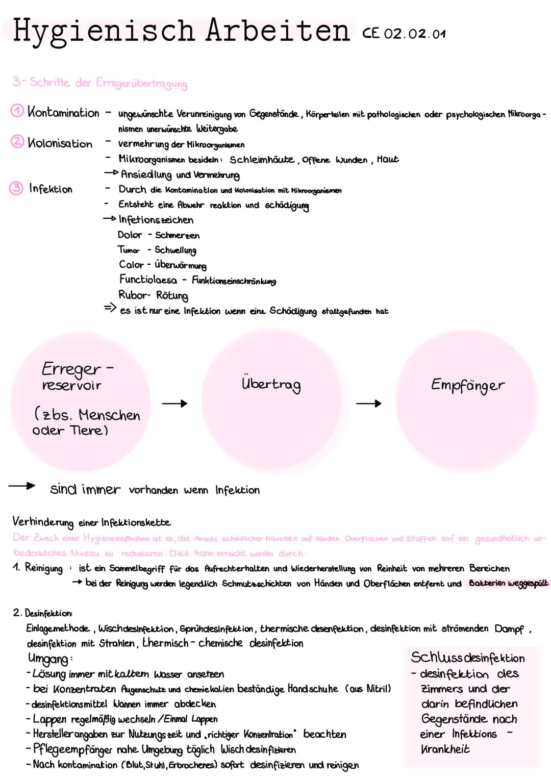 # Hygienisch Arbeiten CE 02.02.01
Definition:
Grichisch hygiena = Gesundheit
→ Gesamtheit aller Maßnahmen zur Verhütung von Krankheiten
du