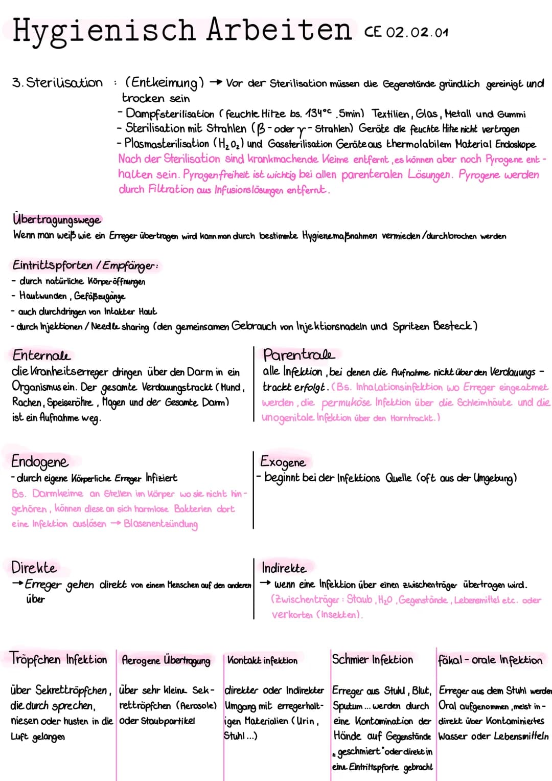 # Hygienisch Arbeiten CE 02.02.01
Definition:
Grichisch hygiena = Gesundheit
→ Gesamtheit aller Maßnahmen zur Verhütung von Krankheiten
du