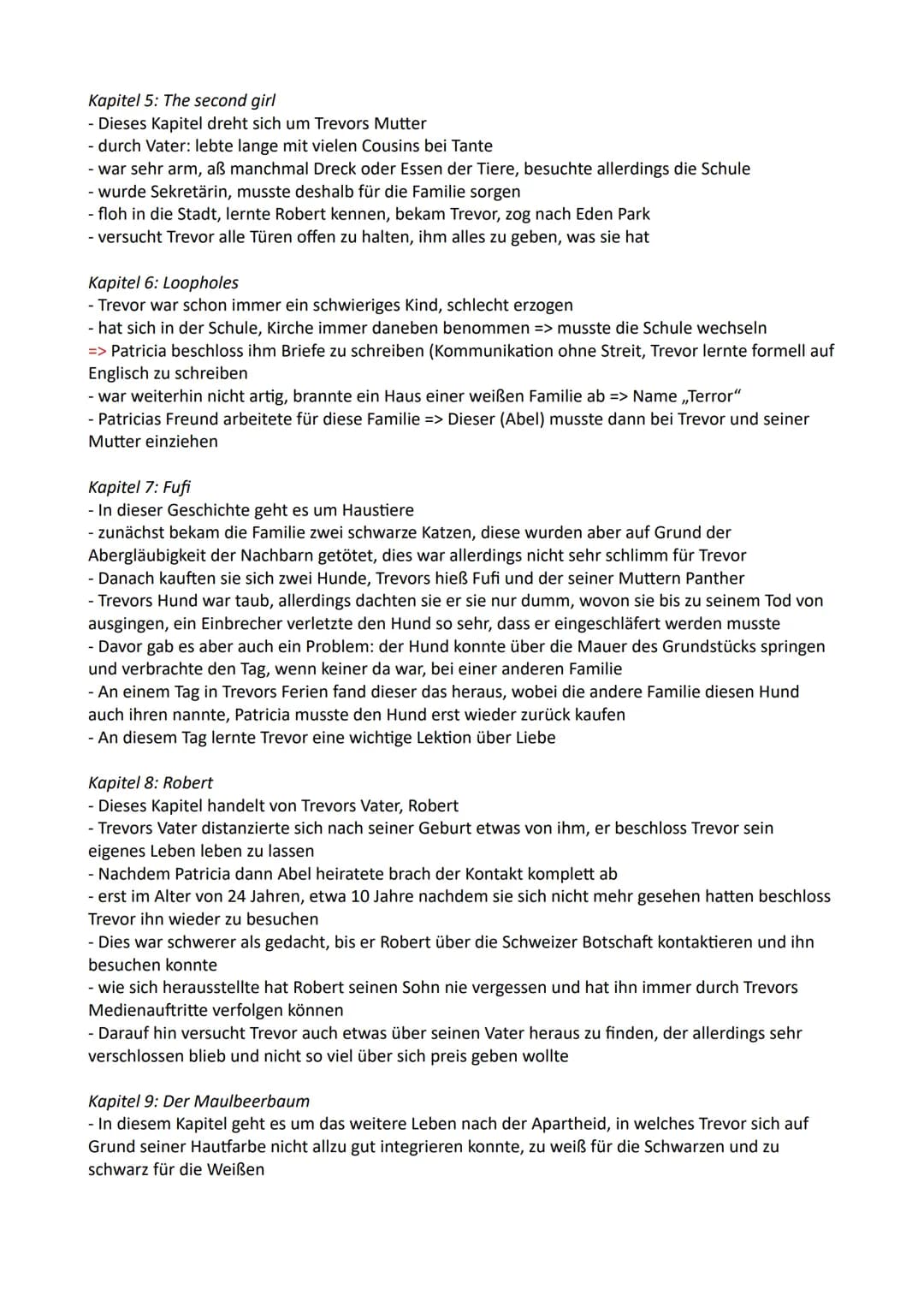 # Born a crime Zusammenfassung
Themen:
1.: Stichwortartige Zusammenfassung des Buches „Born a crime"
2.: Beschreibung der Charaktere
3.: Hi