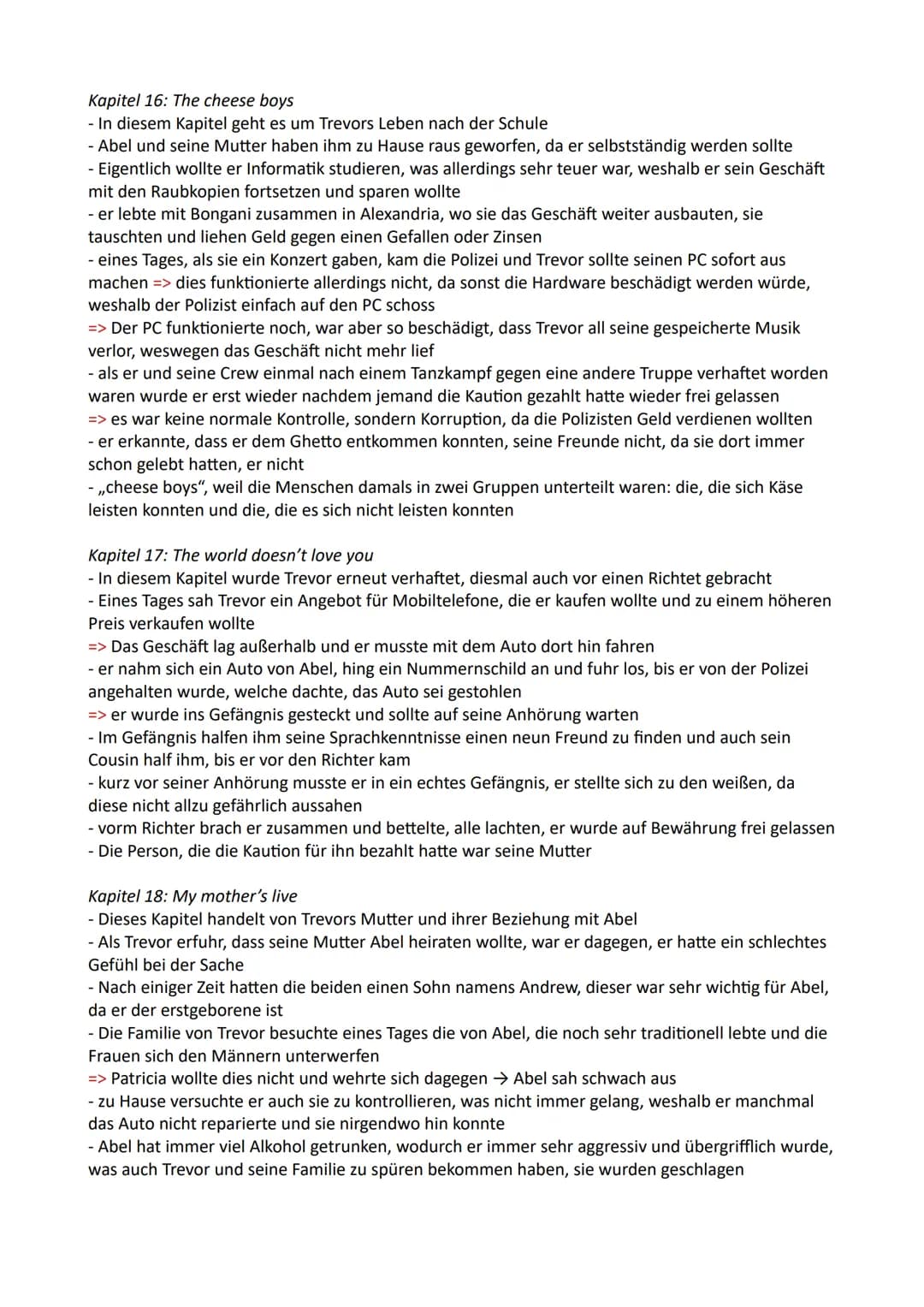 # Born a crime Zusammenfassung
Themen:
1.: Stichwortartige Zusammenfassung des Buches „Born a crime"
2.: Beschreibung der Charaktere
3.: Hi