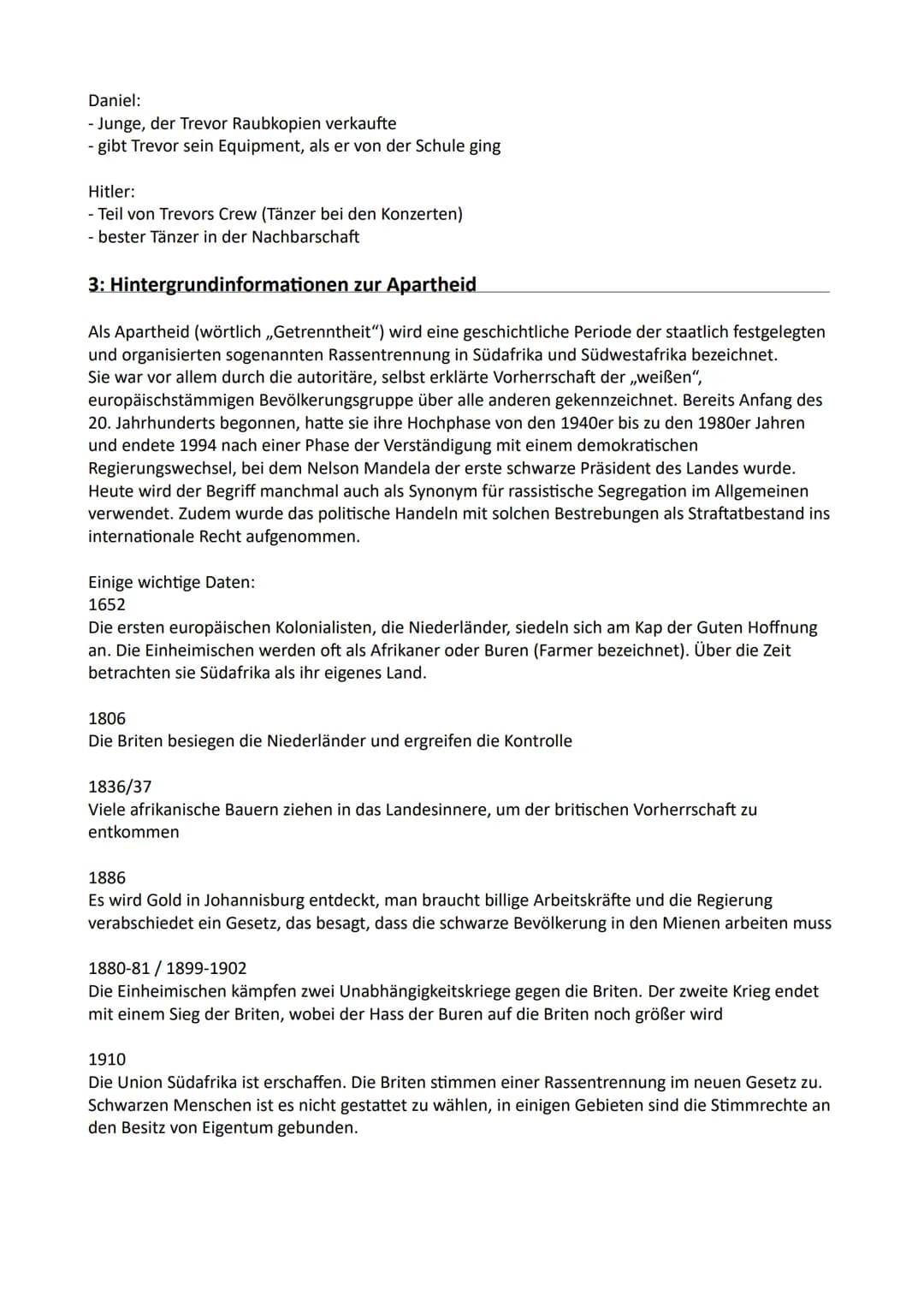 # Born a crime Zusammenfassung
Themen:
1.: Stichwortartige Zusammenfassung des Buches „Born a crime"
2.: Beschreibung der Charaktere
3.: Hi