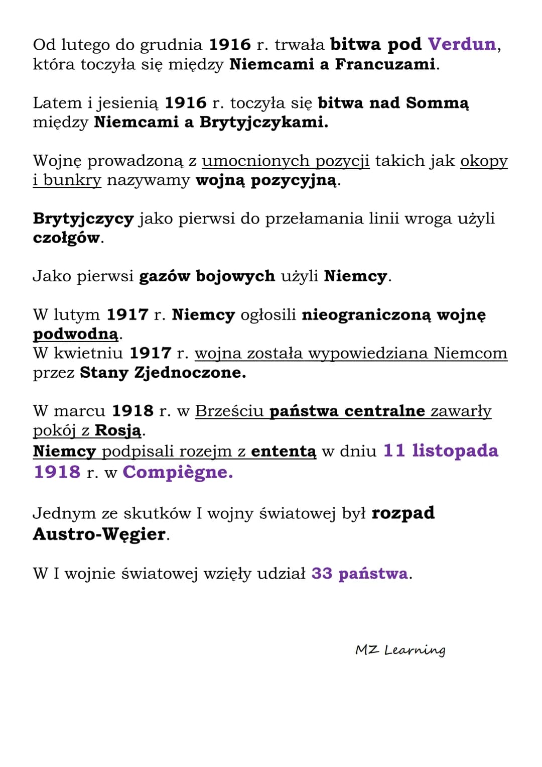# I Wojna Światowa
Państwa, które zawarły trójprzymierze to Austro-
Węgry, Niemcy i Włochy.
Państwa, które zawarły trójporozumienie to Wie