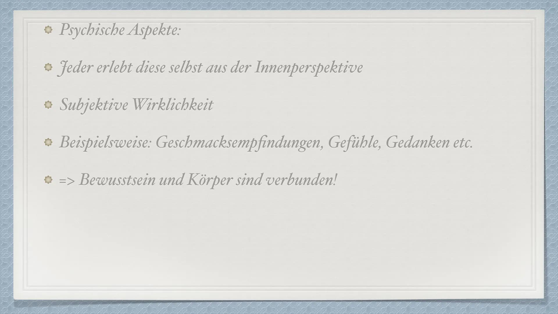 # Das Leib-Seele-Problem
Eine Präsentation von Anisa S. und Senita K. # Was ist das Leib-Seele-Problem?
* Philosophischer Diskurs über d