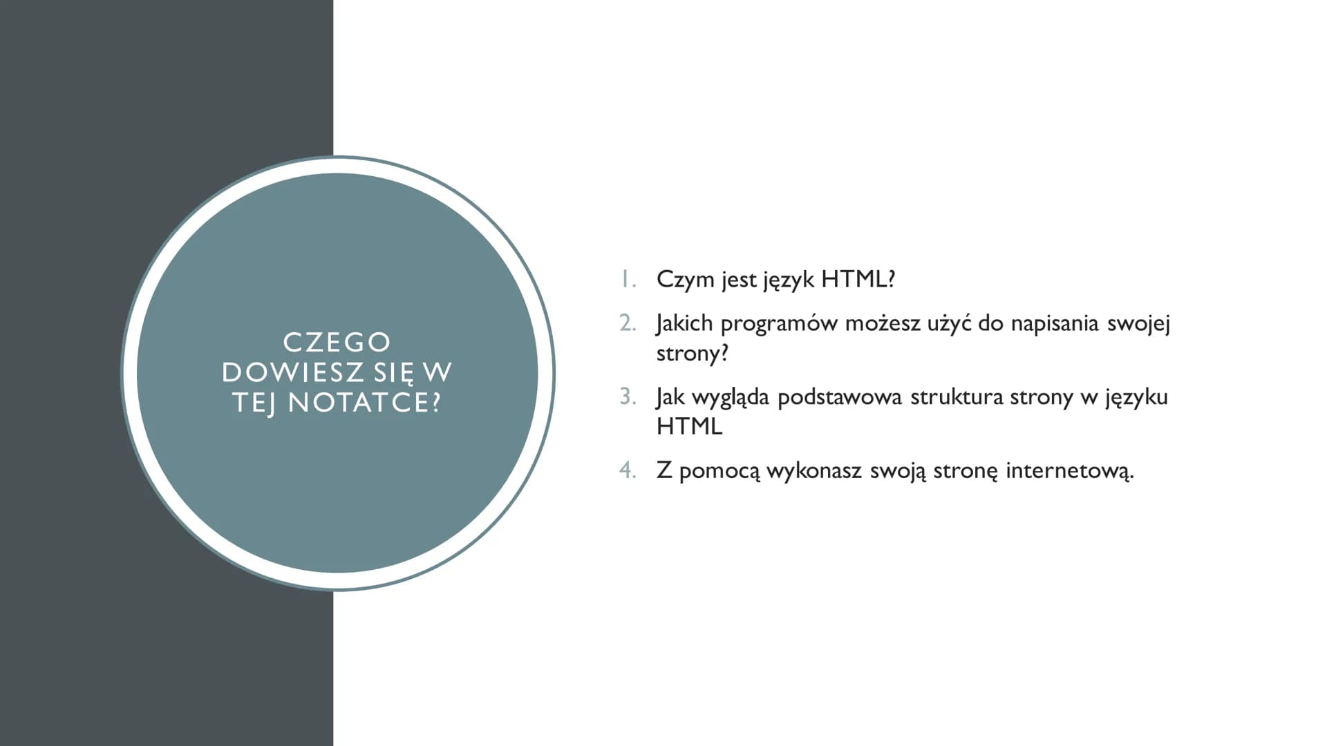 # TWORZENIE STRONY
## INTERNETOWEJ
Podstawowe infromacje na temat HTML
@szyszusiowe_notatki CZEGO
DOWIESZ SIĘ W
TEJ NOTATCE?
1. Czym jest