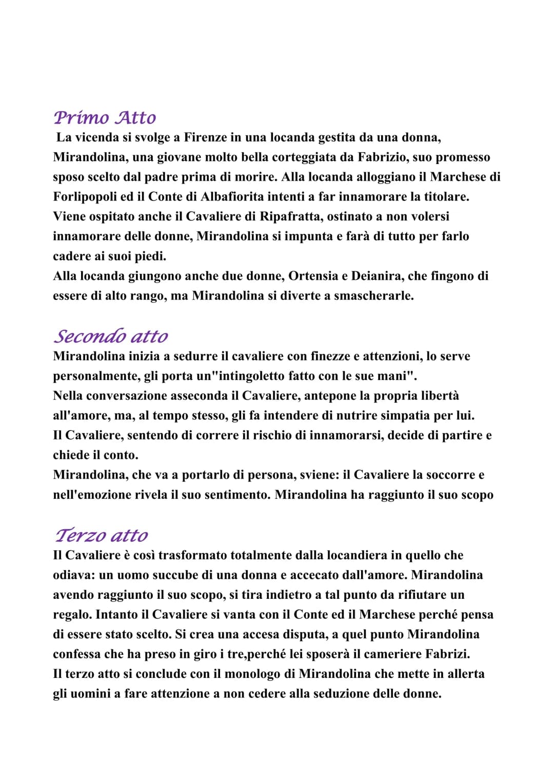 # LA LOCANDIERA
La locandiera è una commedia in tre atti scritta da Goldoni nella prima metà di
dicembre del 1752, è considerata uno degli