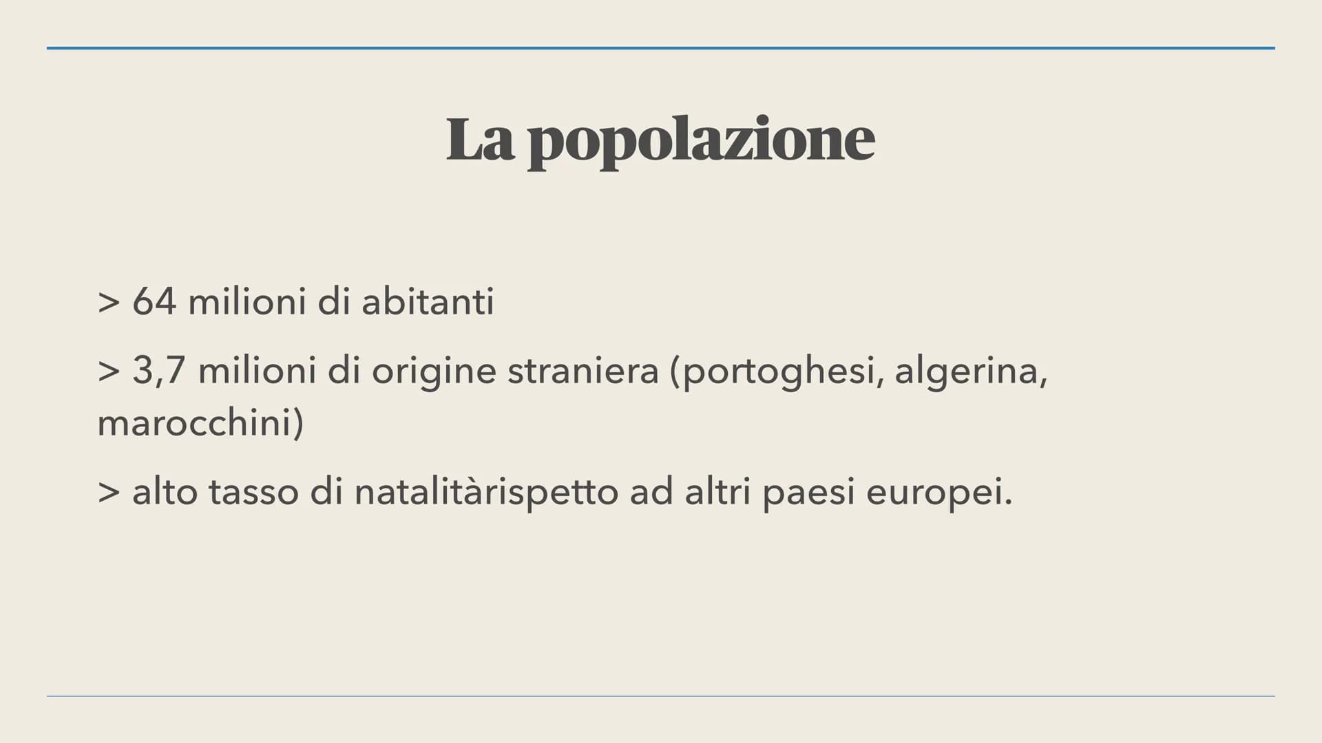 <h2>Aspetti politici e geografici</h2>
<p>La Francia è una repubblica semipresidenziale situata nell'Europa occidentale. La lingua ufficial