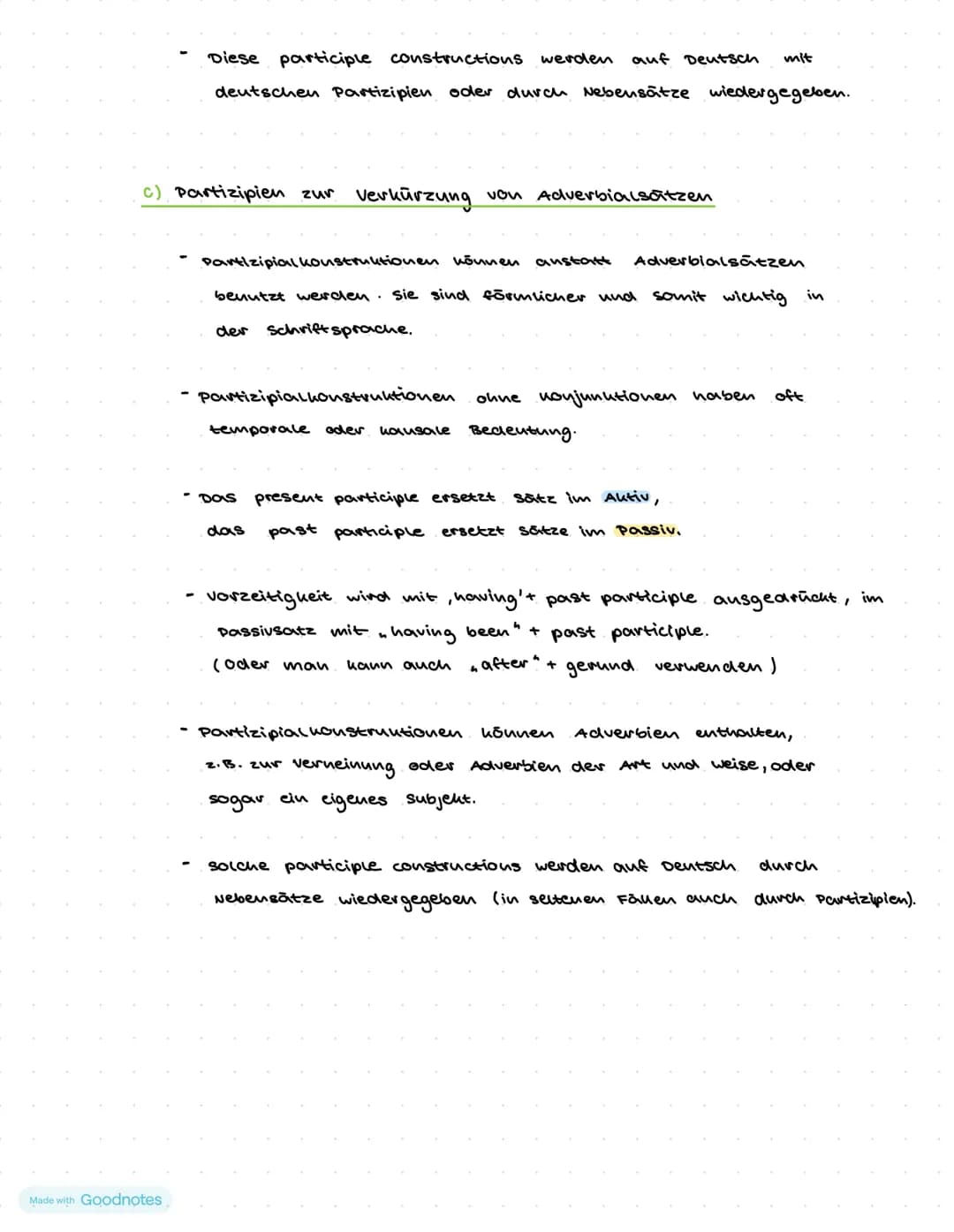 unit 2
G9 Participles and participle constructions
Funktion: Partizipien sind verbformen, die manchmal als Adjektive
verwendet werden und