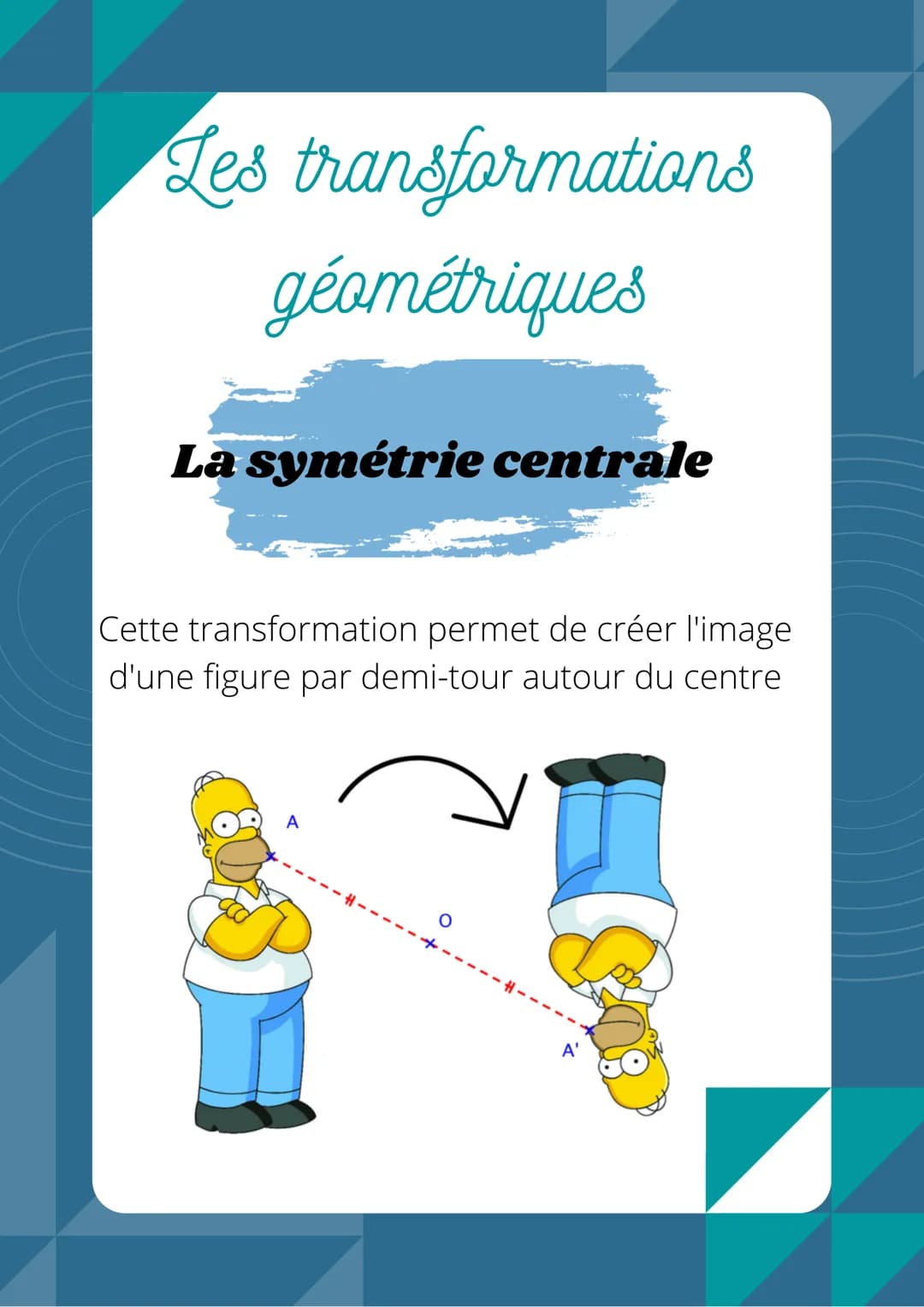 # Les transformations
géométriques
## La symétrie axiale
Cette transformation permet de créer l'image
d'une figure par pliage le long d'u