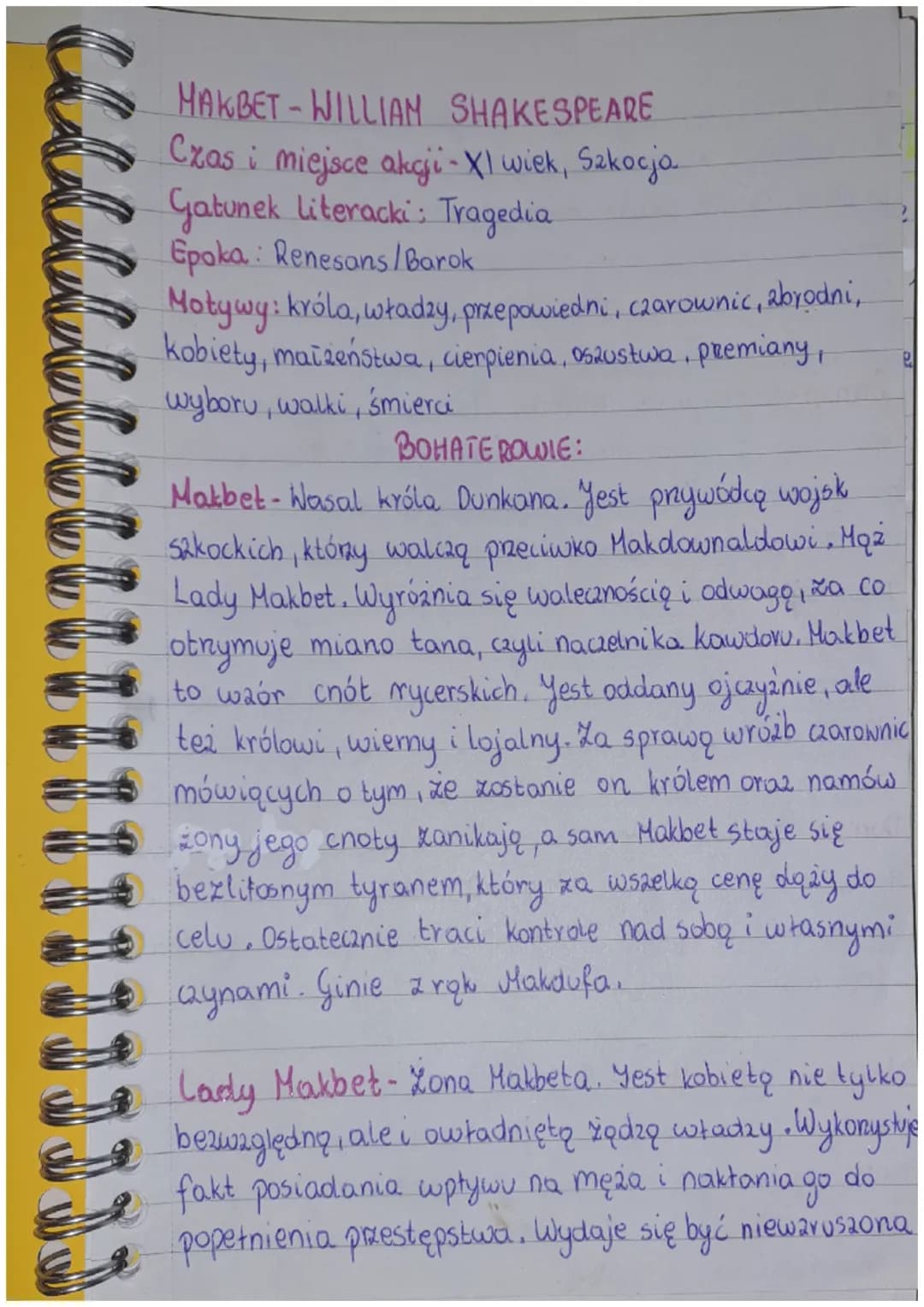 # MAKBET-WILLIAM SHAKESPEARE
Czas i miejsce akcji - XI wiek, Szkocja
Gatunek literacki: Tragedia
Epoka: Renesans/Barok
Motywy: króla, wła