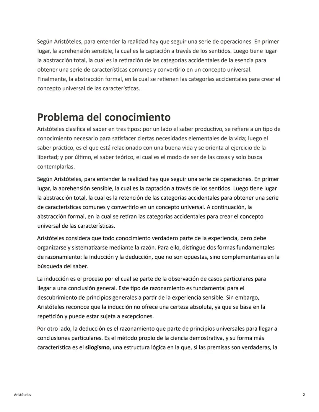 ## Aristóteles
### Problema de la realidad
En Aristóteles la metafísica, el estudio de la realidad de manera total, propone dos teorías: l