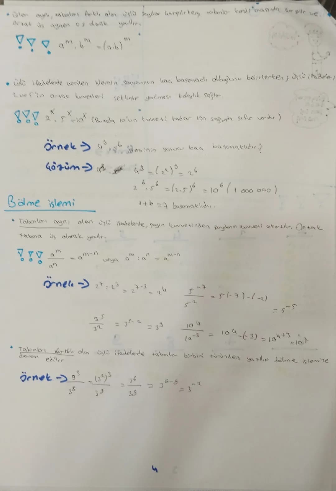 # MATEMATIK
Üstü ifadeler
• Bir kom sayının positif tom sayı tadar üssü alınması tabordaki sayının kuvveti
Sayı kadar you yana yandır sarp