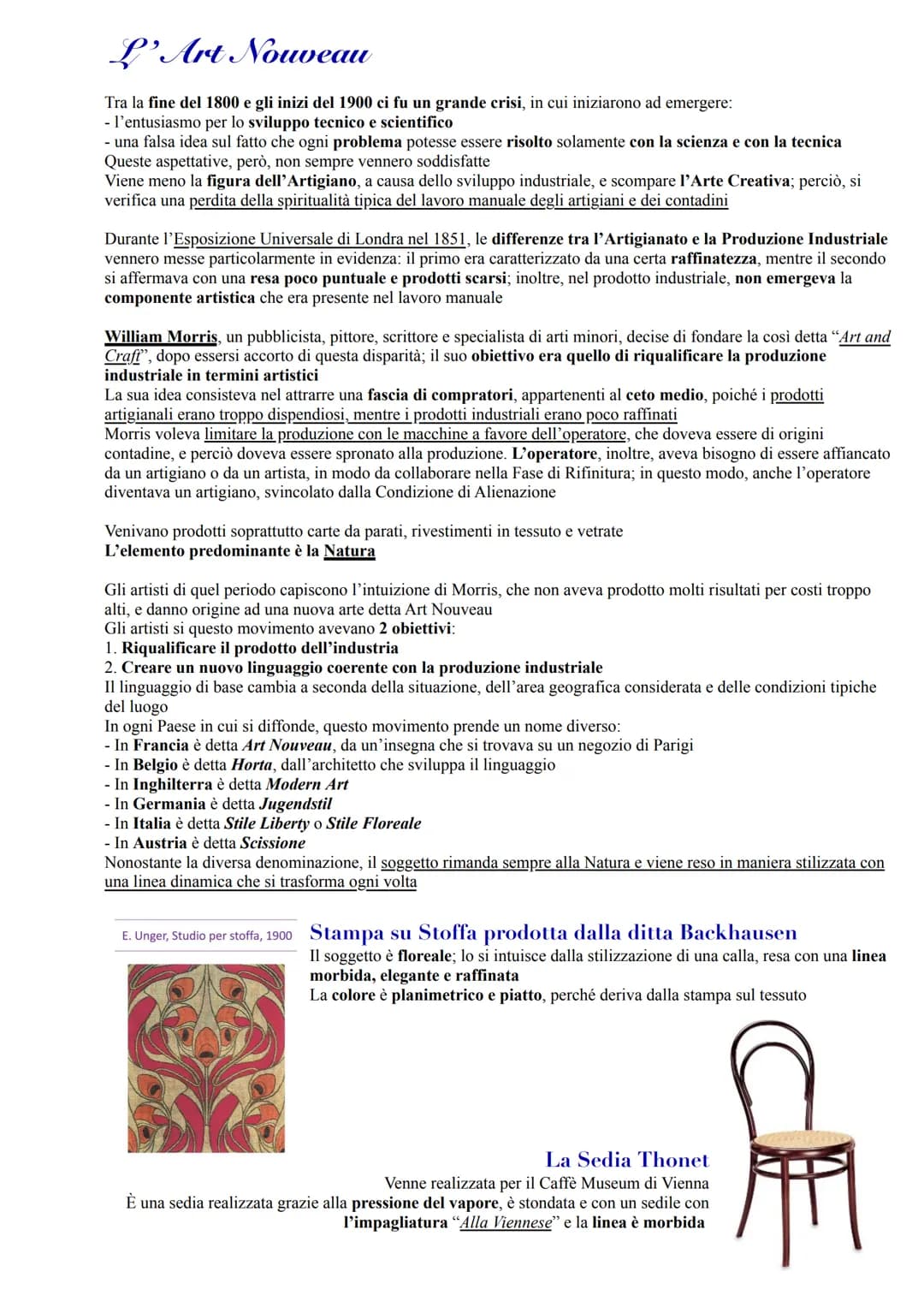 # L'Art Nouveau
Tra la fine del 1800 e gli inizi del 1900 ci fu un grande crisi, in cui iniziarono ad emergere:
- l'entusiasmo per lo svilu