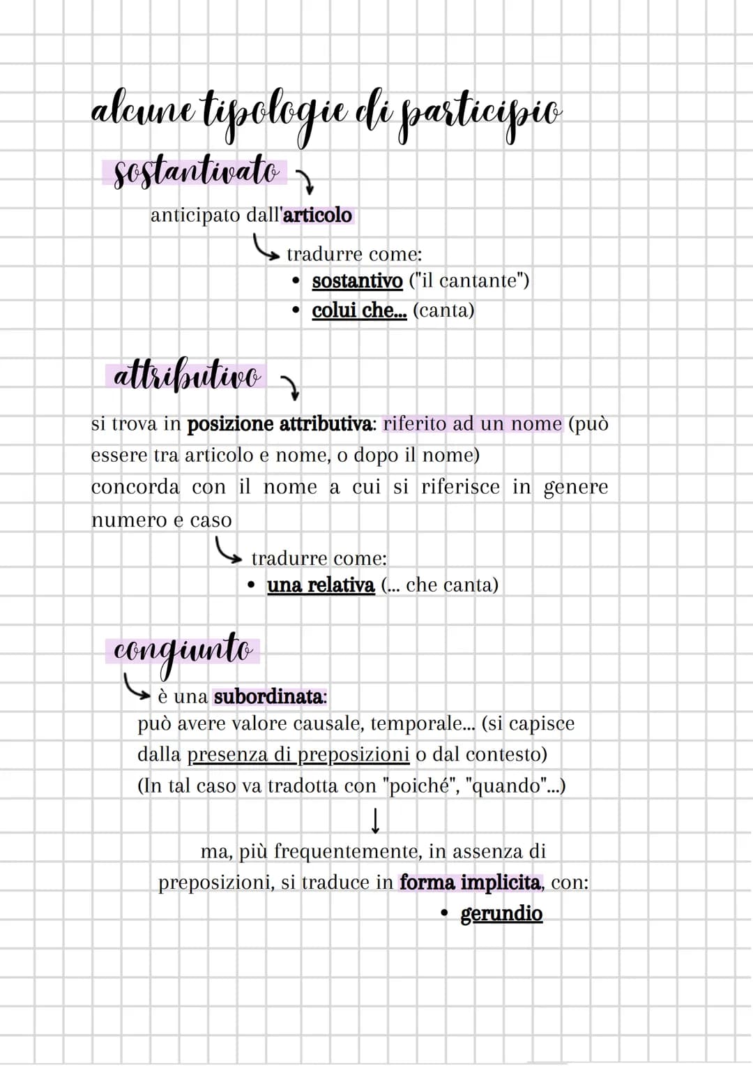 <p>Il participio presente è un aggettivo verbale che si declina in genere, numero e caso, attivo. Il suffisso per il maschile e il neutro è