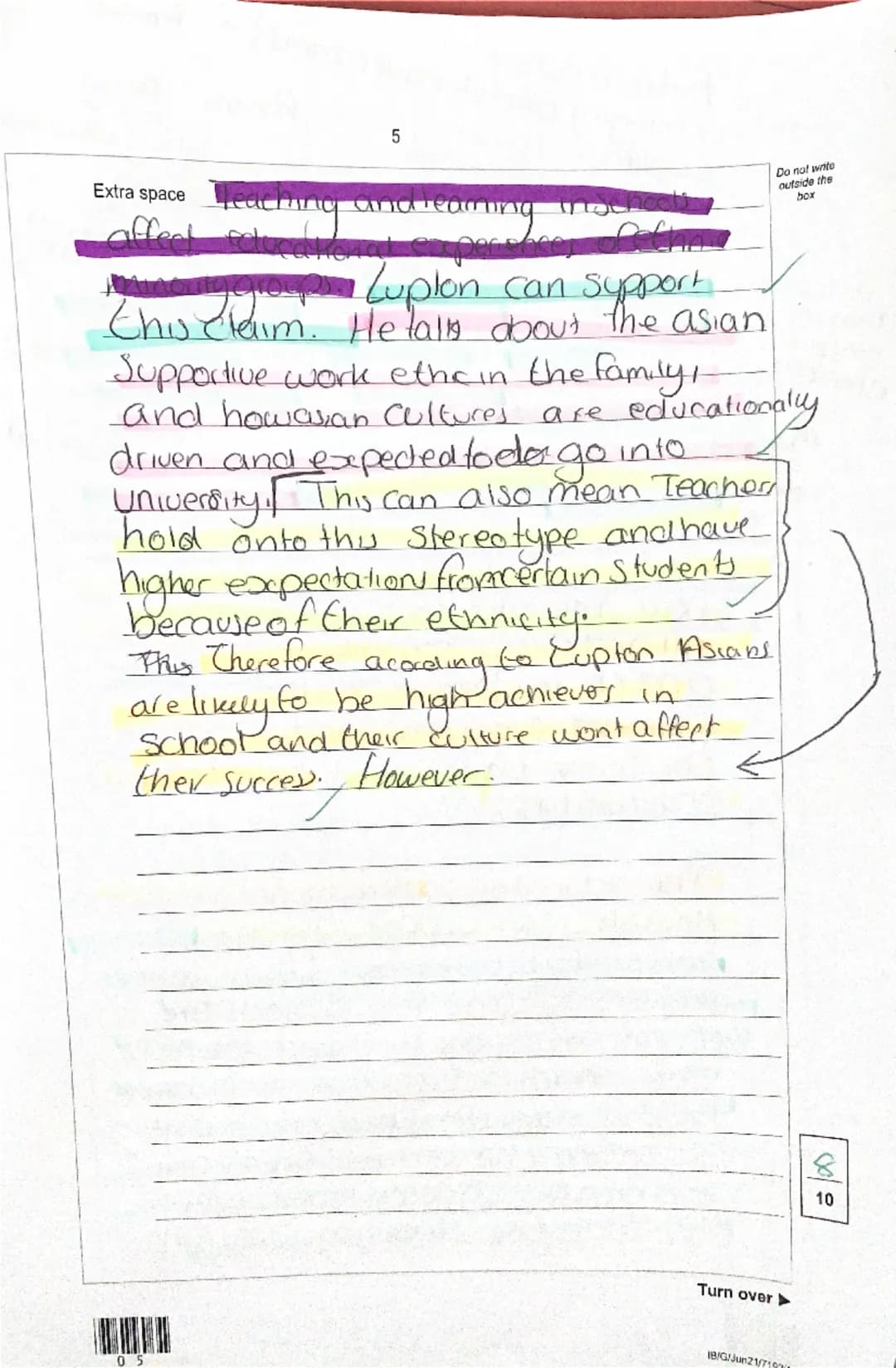 Surname
Garrafa
Forename(s)
Esma
Candidate signature
I declare this is my own work.
A-level
SOCIOLOGY
Candidate number
Paper 1 Education wit