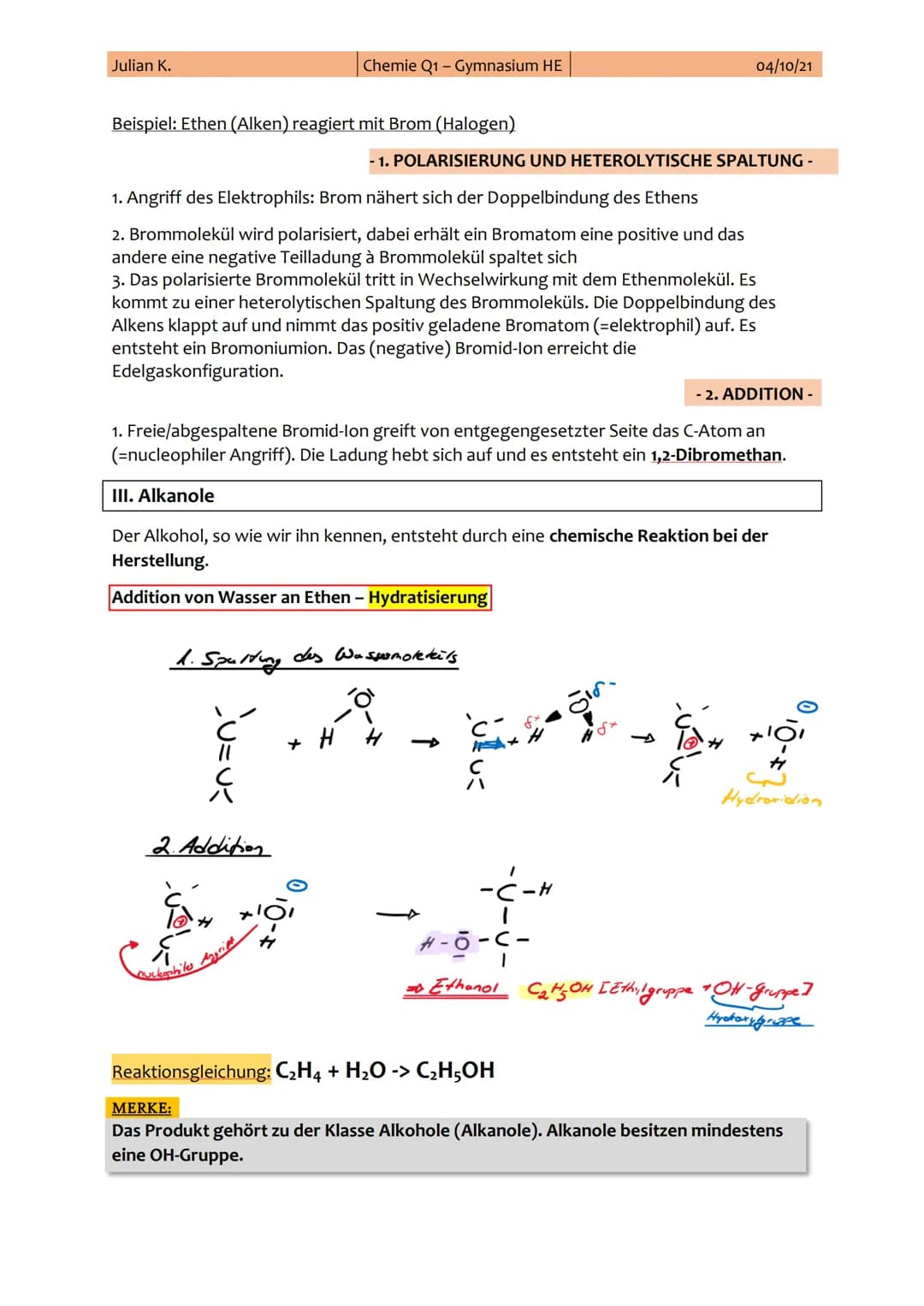 Julian K.
Chemie Q1 - Gymnasium HE
04/10/21
1. Chemie-Klausur
Klausur am: 08. Oktober 2021
Thema: Alkane, Alkene, Alkine und Alkanole
**Th